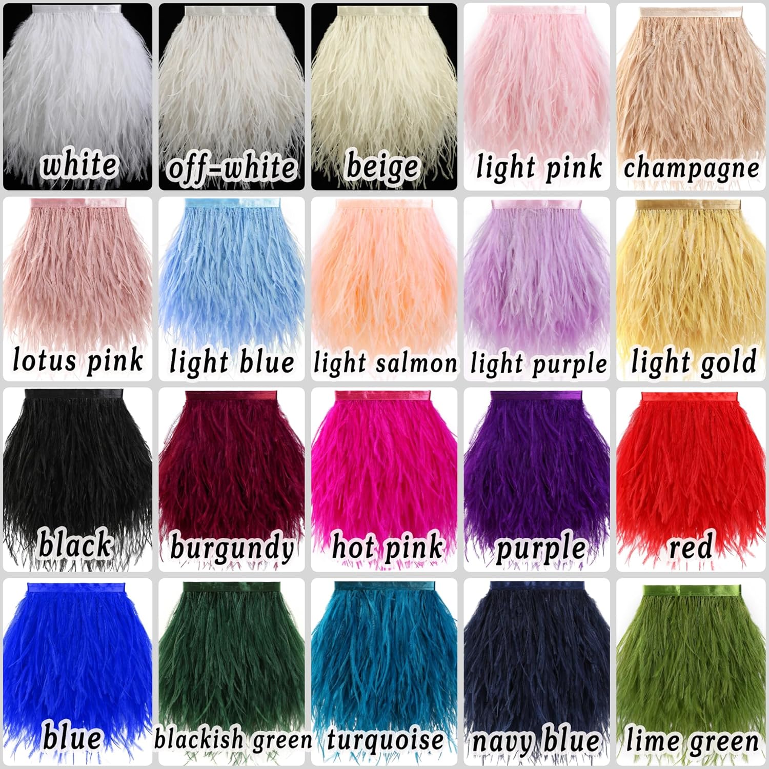Soarer Ribete de plumas de avestruz verde  2 yardas de 5 a 7 pulgadas con flecos, para costura de ropa de bricolaje, vestido latino, carnaval para