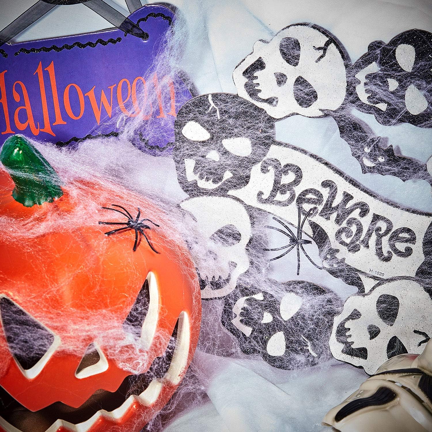 Boao 6 telarañas elásticas de Halloween con 12 arañas de plástico para decoración de Halloween en interiores y exteriores