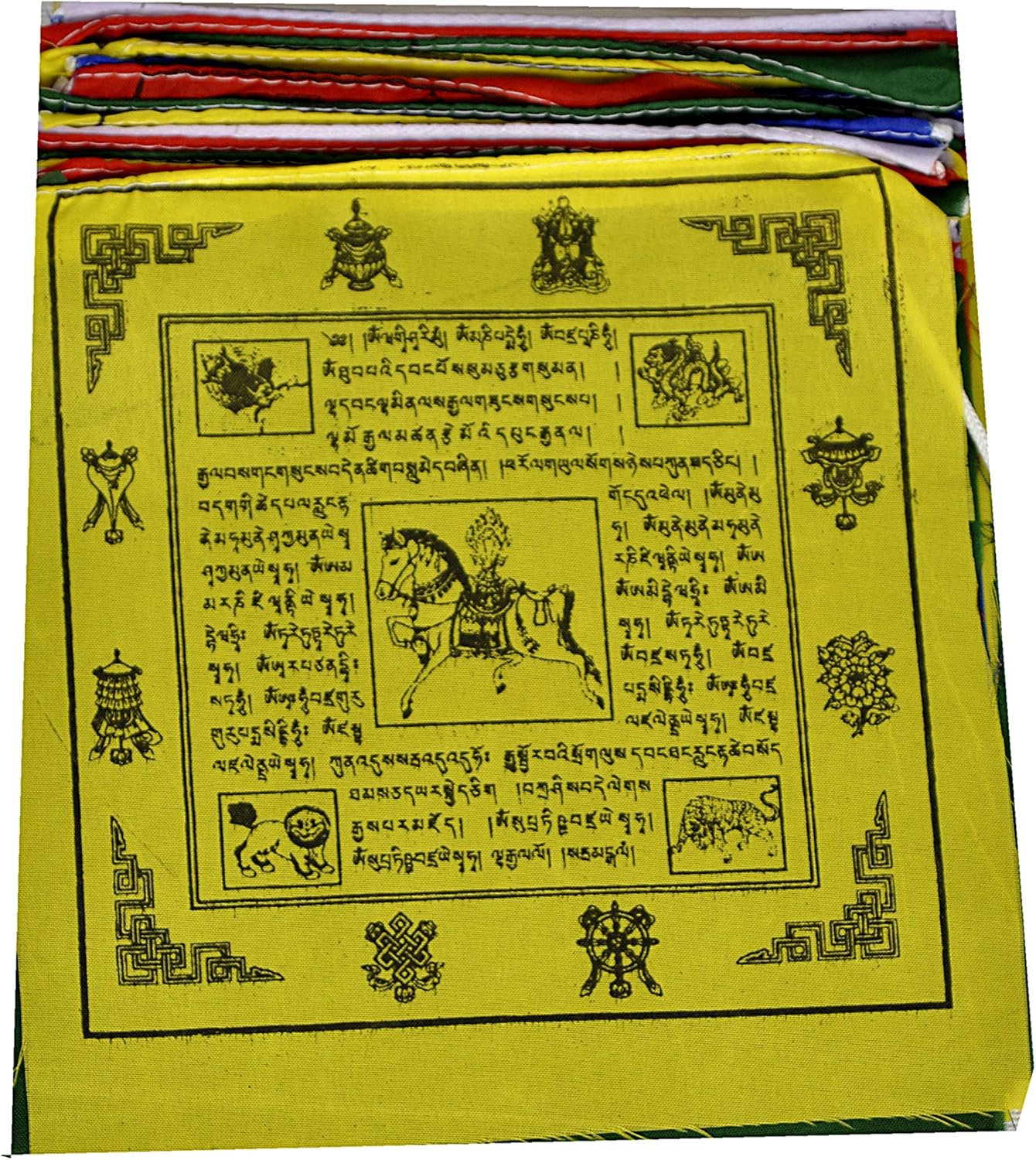 Banderas budistas tibetanas de oración de 8 pulgadas, juego de 25 banderas  Om Mani Padme Hum Mantra