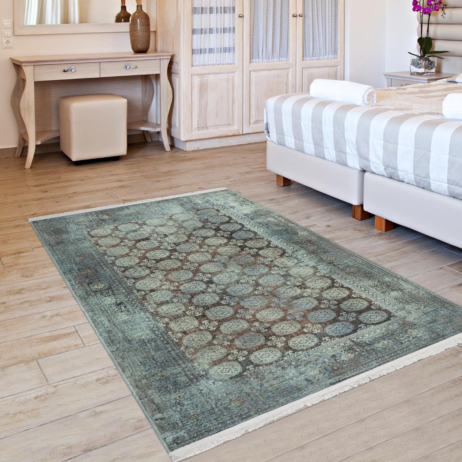Ottomanson Alfombra de algodón lavable sin arrugas, diseño oriental, de 4 x 6 pulgadas, para sala de estar, 4 x 6 pies, color óxido