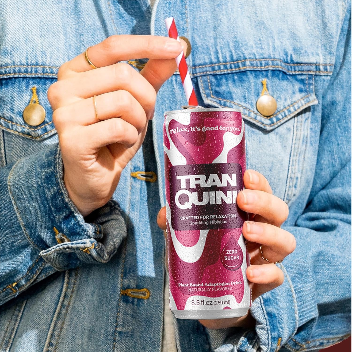 Tranquini Bebida calmante con adaptógenos herbales  Bebida para aliviar el estrés de agua con gas  Sin azúcar, sin alcohol, sin gluten, vegana – 8.5