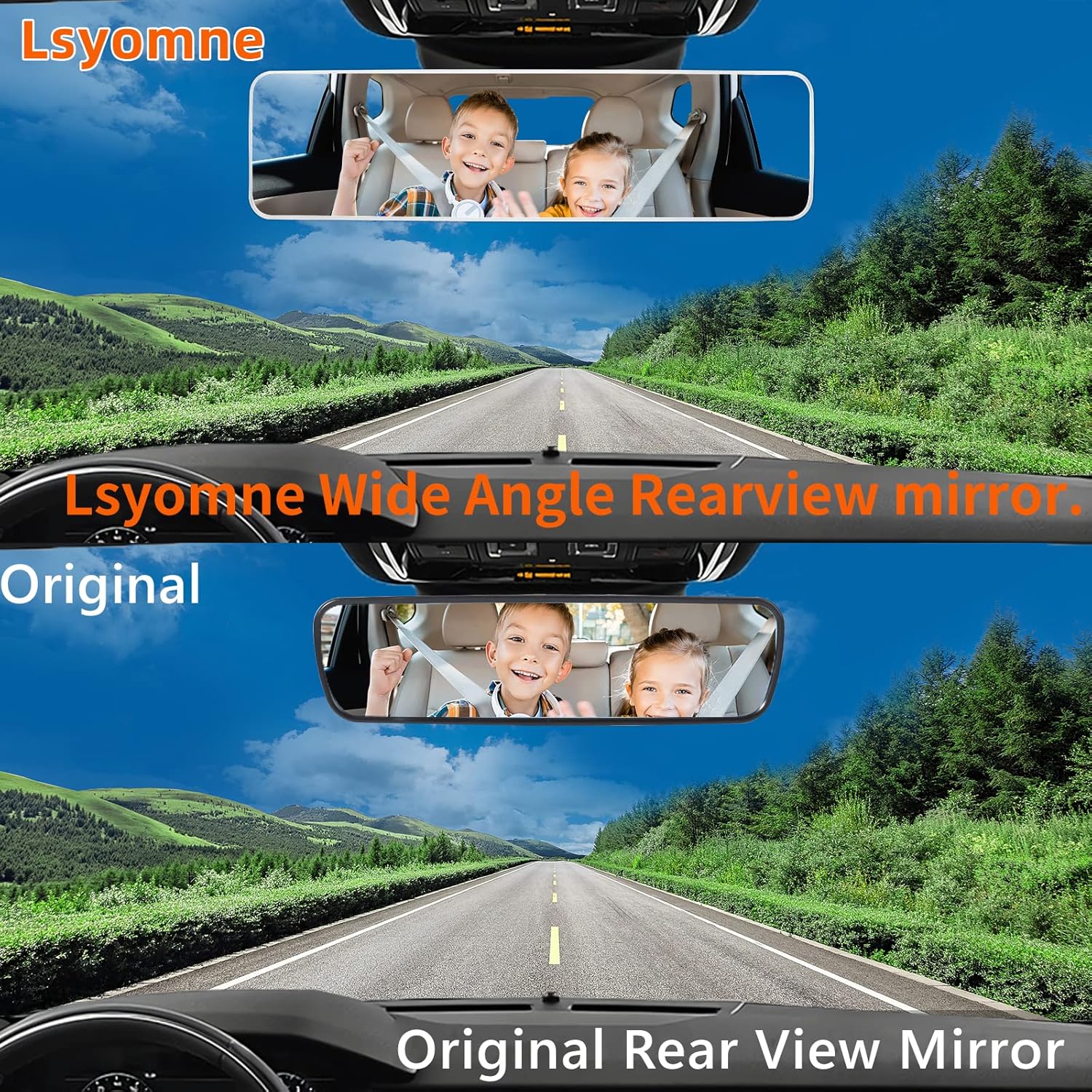 Espejo retrovisor de 11.8 pulgadas más grande antirreflejo para el interior del automóvil, espejo retrovisor panorámico gran angular convexo
