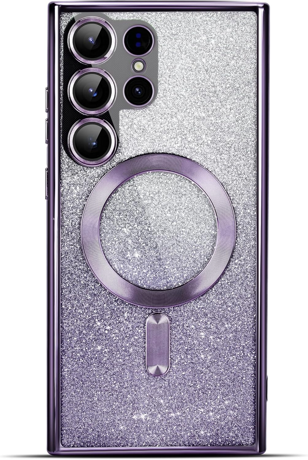 Cyberowl Diseñada para Samsung Galaxy S23 Ultra, funda magnética con purpurina chapada en degradado compatible con MagSafe, con protector de lente