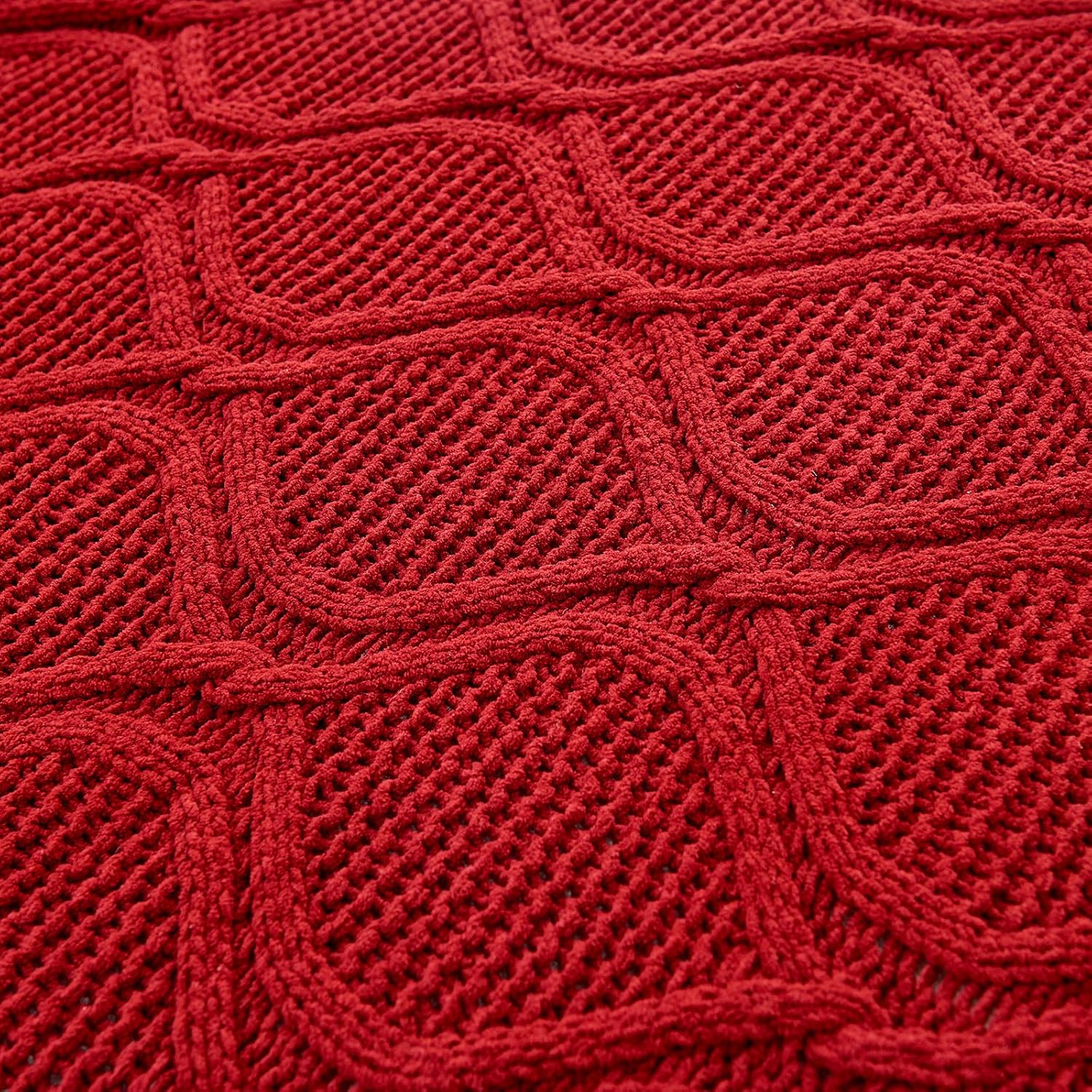 Longhui bedding Manta de punto trenzado de chenilla, gruesa, suave, grande, acogedora manta de vellón tejida para sofá, cama, grande, 51 x 63
