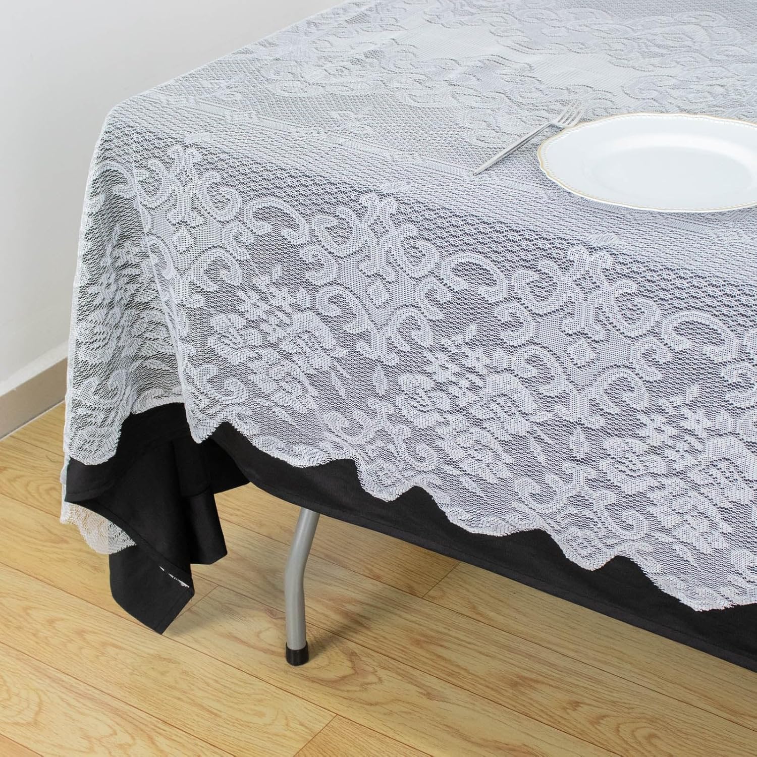 Efavormart – Mantel rectangular oblongo, de encaje blanco de primera calidad, de 60 x 108 pulgadas, para banquetes, fiestas, bodas, eventos,
