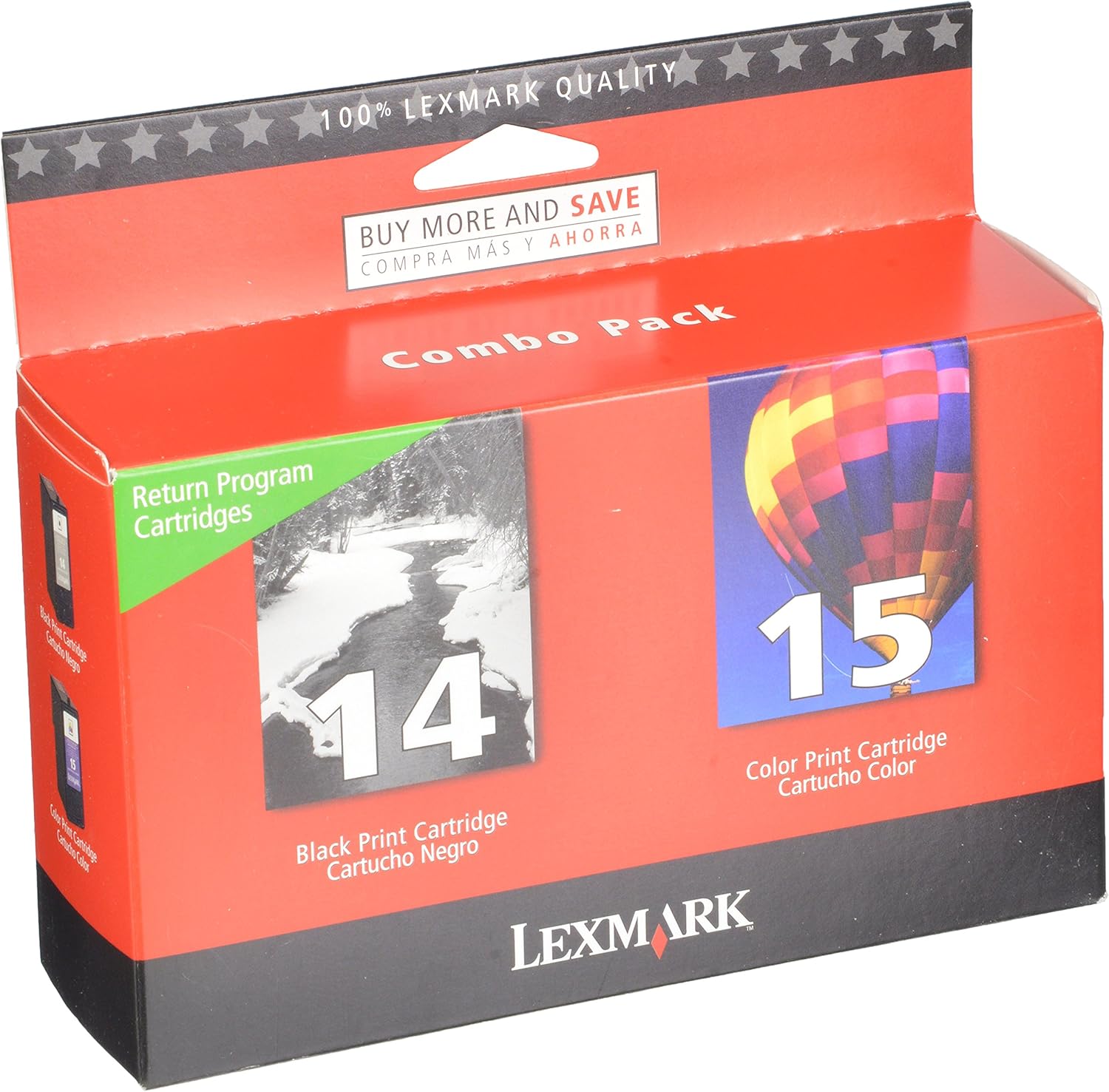 Lexmark Cartuchos de impresión del programa de retorno de color negro y negro #14 y #15 (18C2239)