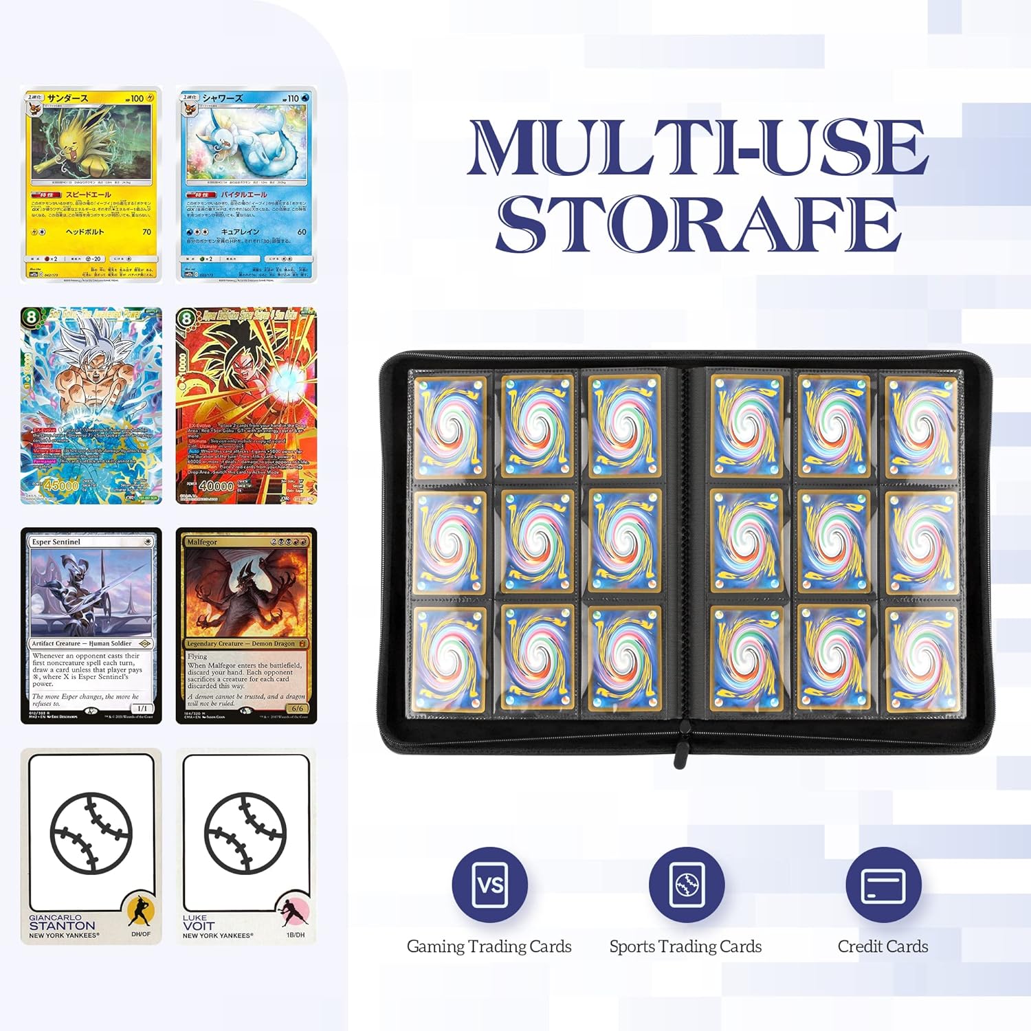 TCGAURD – Carpeta de tarjetas intercambiables, álbum de tarjetas de 9 bolsillos de carga lateral con capacidad para hasta 540 tarjetas, carpeta con