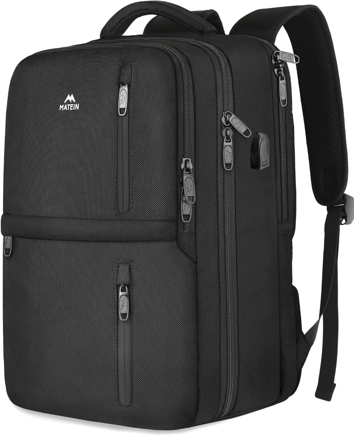 MATEIN Mochila de viaje para laptop, mochila para laptop de 15.6 pulgadas con puerto de carga USB, equipaje de mano compatible con la TSA para