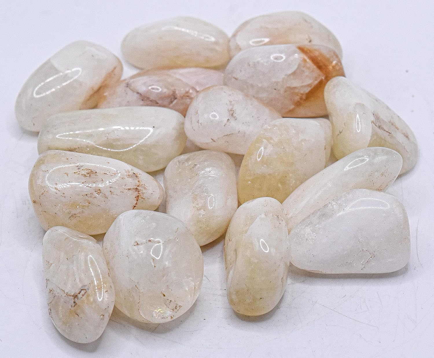 10 Uds. Piedras pulidas de cuarzo citrino blanco dorado, naranja, piedra pulida, natural, cabujón, piedras preciosas minerales – Brasil