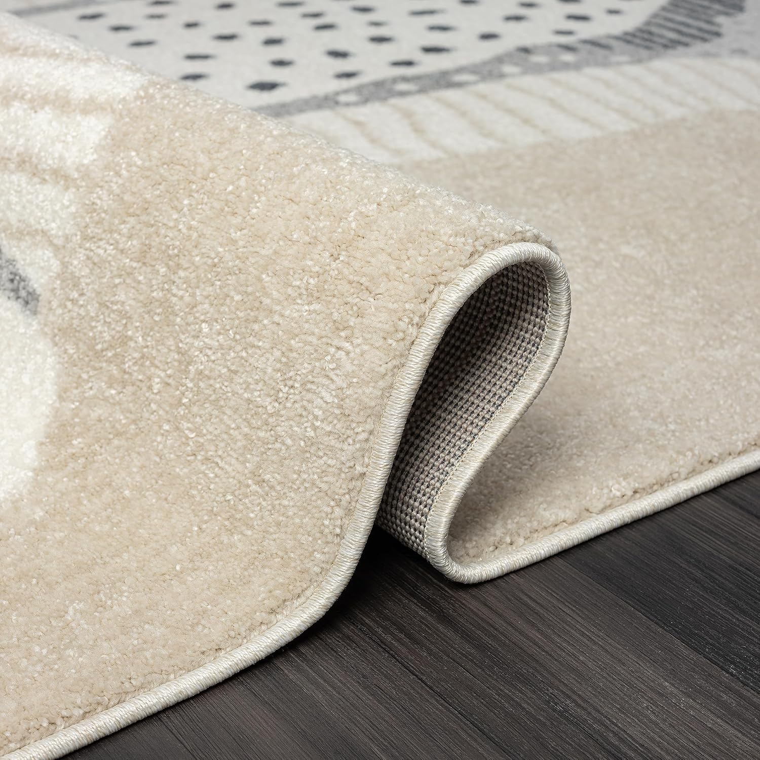 Abani Nuevo Collection – Alfombra de área, diseño moderno de piel sintética, color marfilbeige, 7.9 x 10.2 pies, fácil de limpiar, duradera para