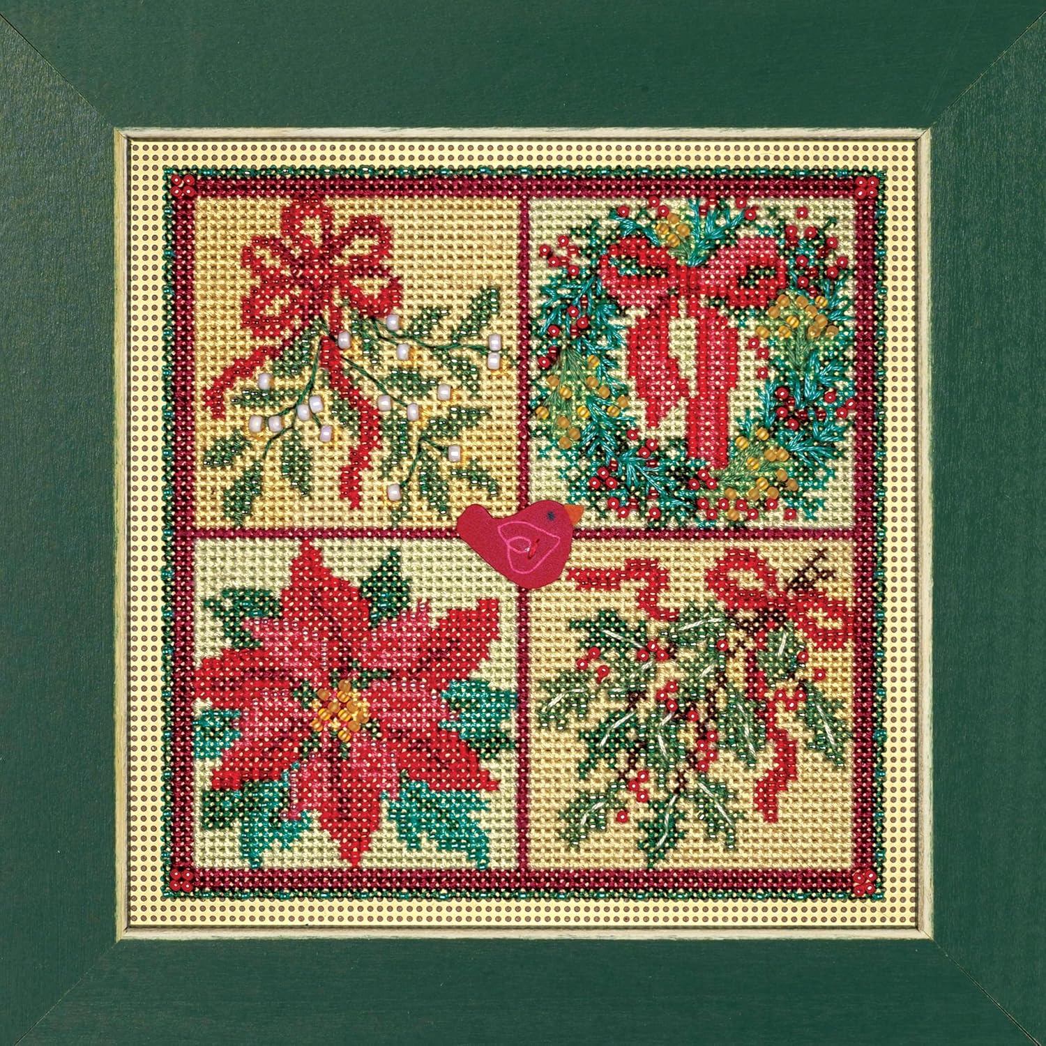 Mill Hill Winter Greens – Kit de punto de cruz con cuentas y botones 2023 serie de invierno MH142333, 5.25 x 5.25 pulgadas, multicolor