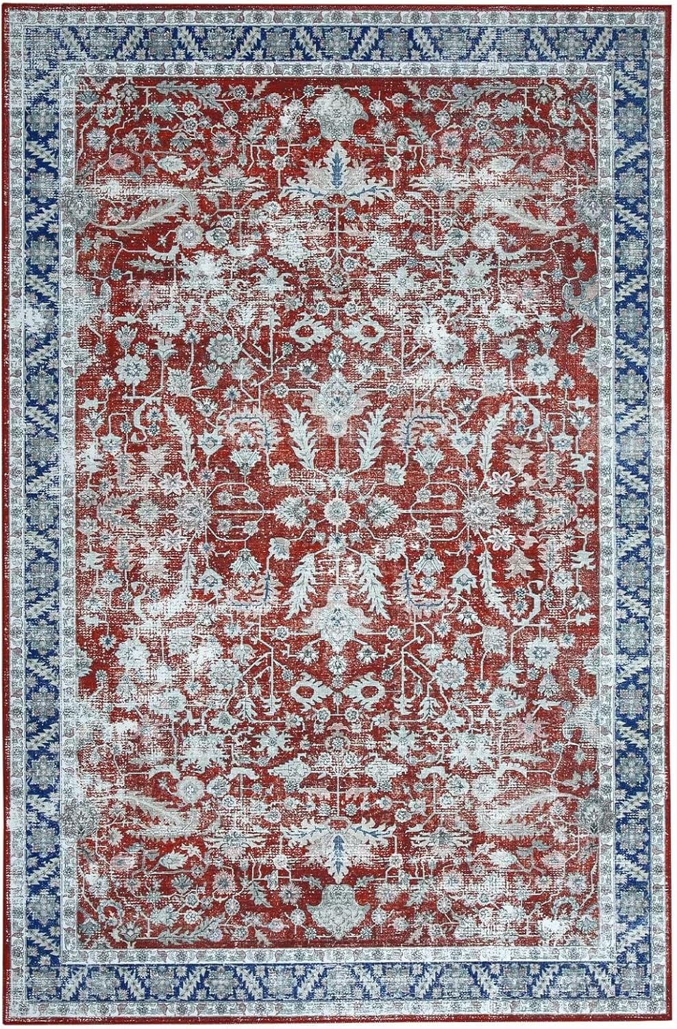 COZYLOOM Alfombra de área de 8 x 10 pies, estilo bohemio, tribal, vintage, floral, grande, lavable, envejecida, oriental, antideslizante, alfombra