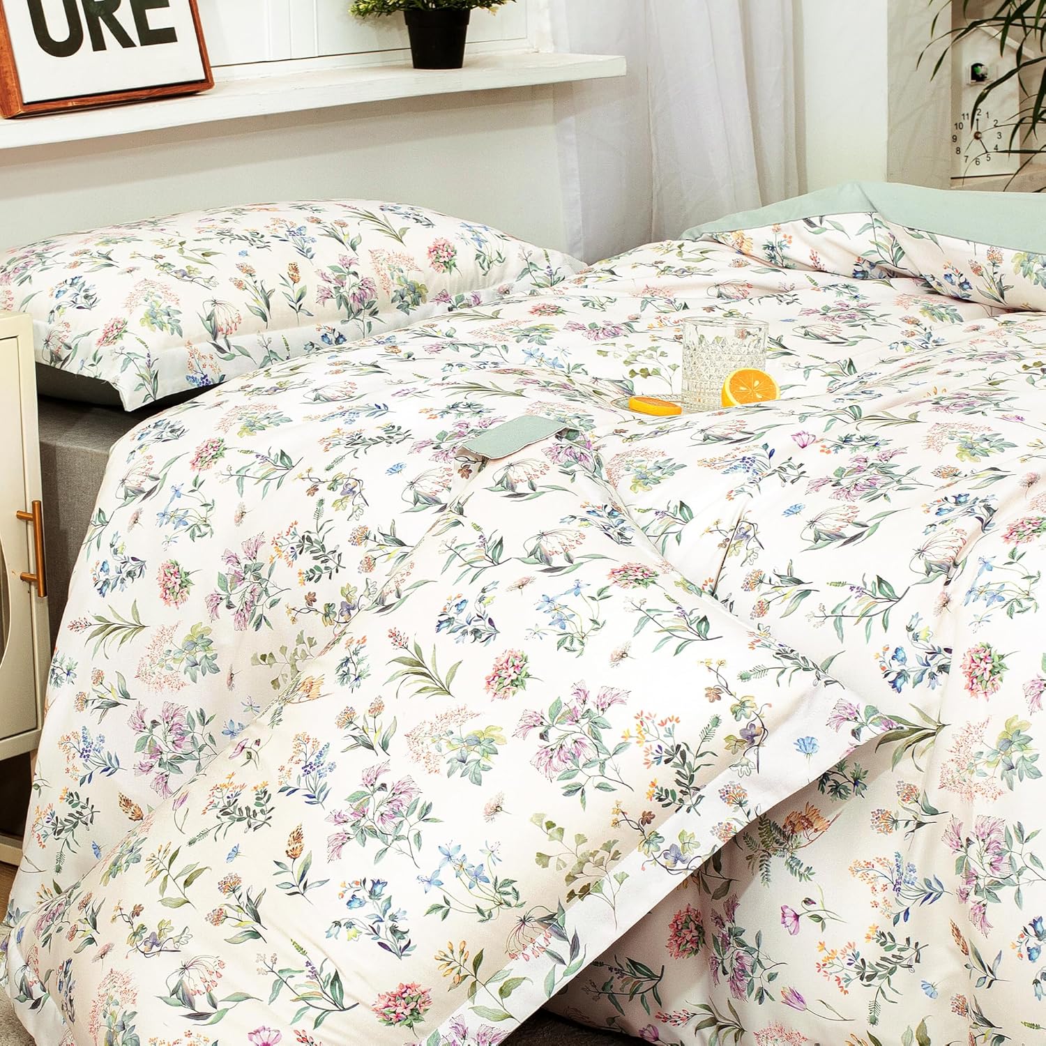 McVernon’s Funda de edredón floral tamaño matrimonial de 3 piezas, funda de edredón floral matrimonial con 2 fundas de almohada, juego de ropa de