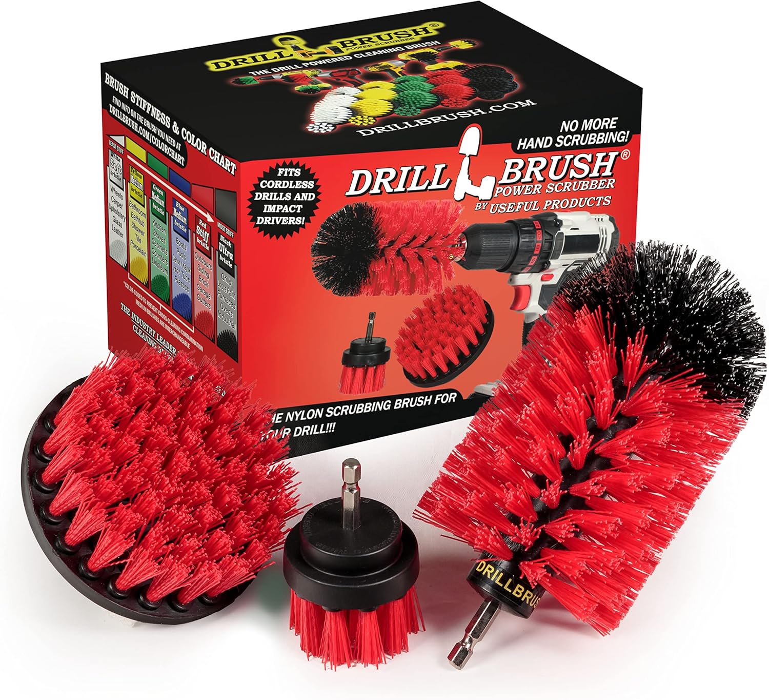 Cepillos de limpieza al aire libre – Kit de cepillos de limpieza accionados por taladro de garaje – Juego de cepillos de limpieza para concreto –
