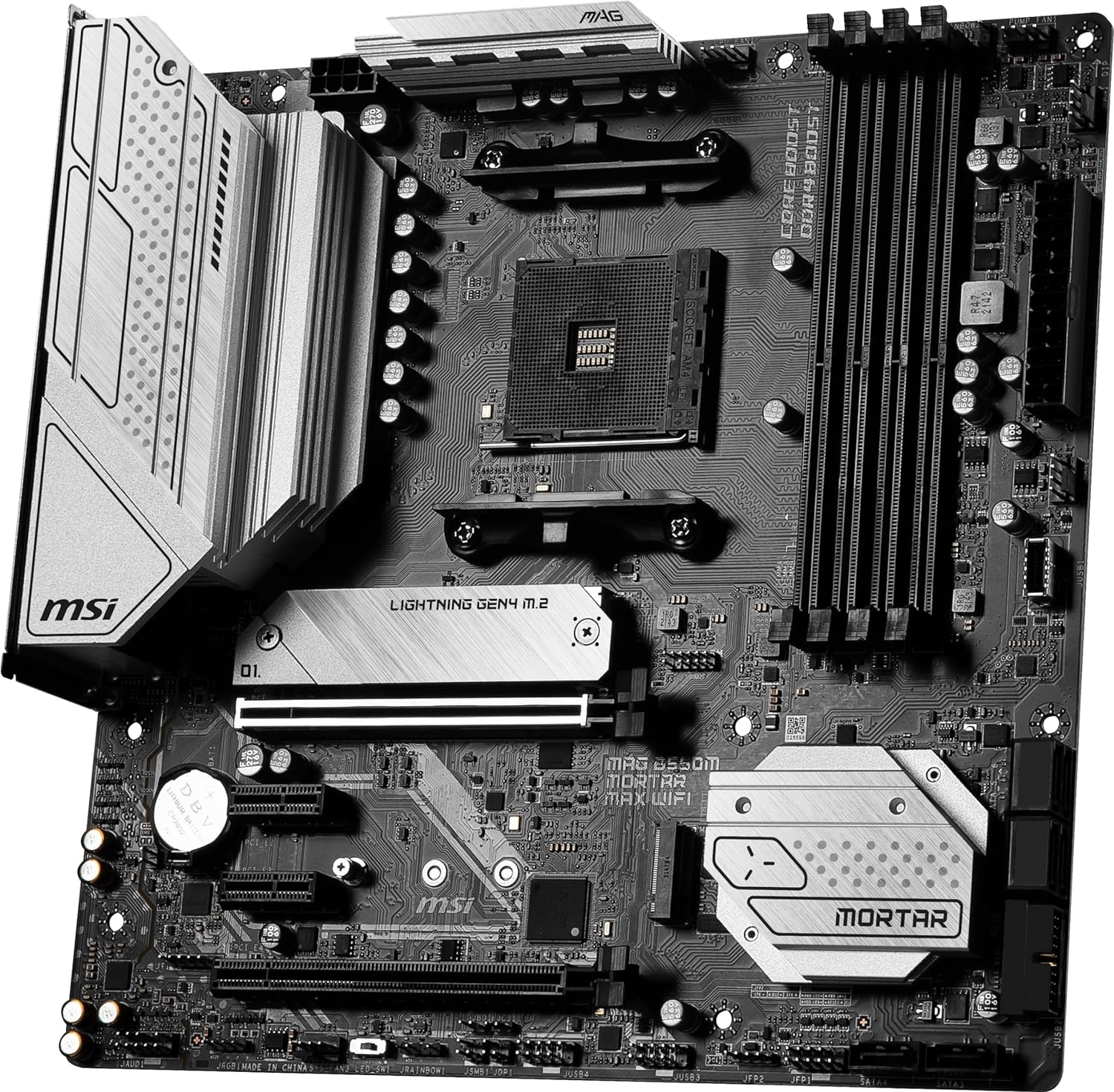 MSI MAG B550M Mortar MAX – Placa base WiFi para juegos (AMD AM4, DDR4, PCIe 4.0, SATA 6Gbs, M.2, USB 3.2 Gen 2, HDMIDP, Micro ATX, Wi-Fi 6E,
