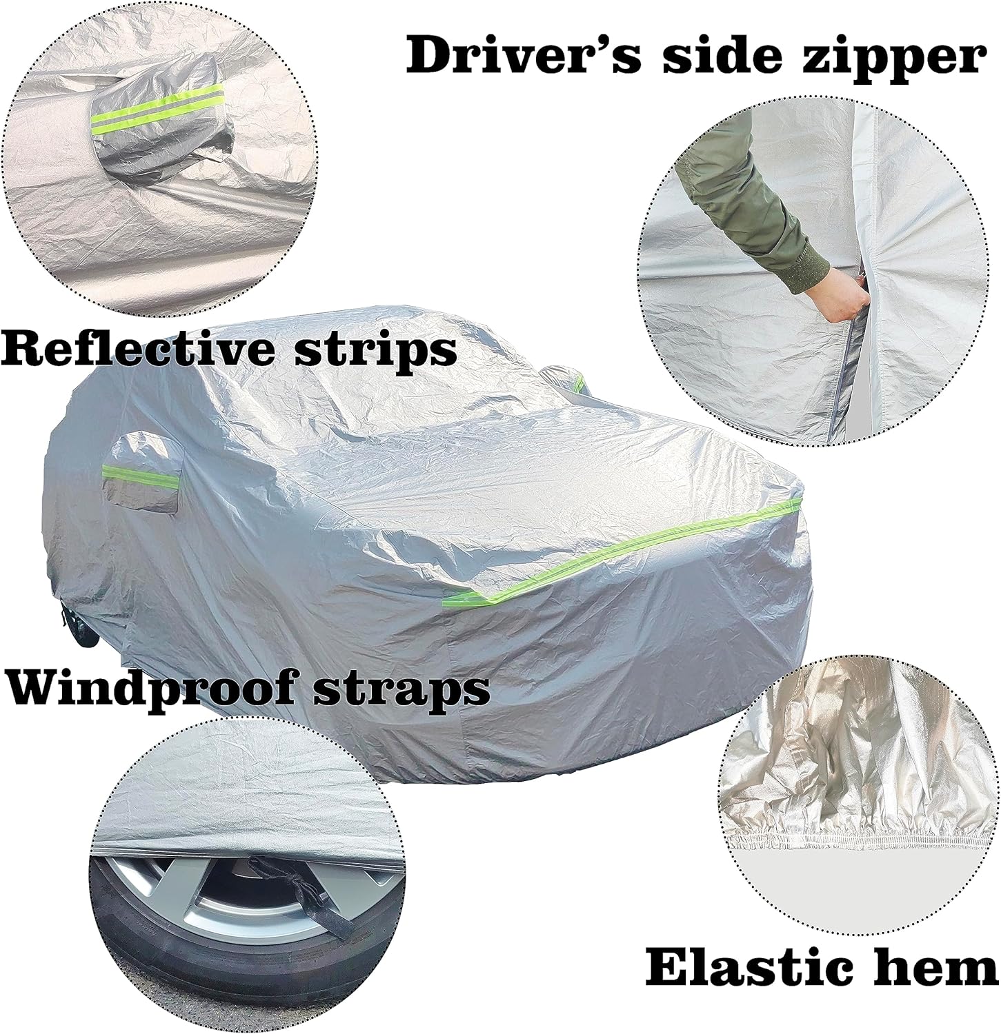 Fundas completas de coche para SUV de hasta 190 pulgadas, resistente al agua y al viento, a prueba de nieve, protección UV Dupont Oxford, cubiertas