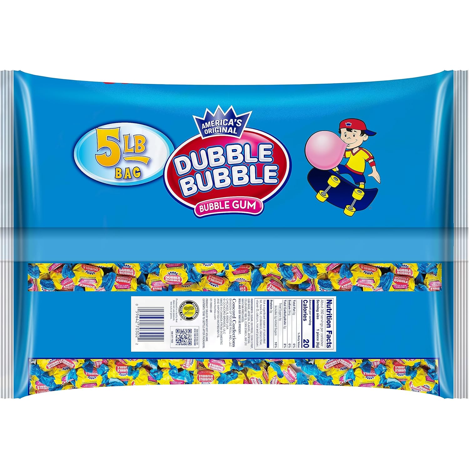Dubble Bubble Original Twist Bubble Bubble – Caramelo envuelto individualmente, sin gluten, kosher y sin maní, bolsa de 5 libras