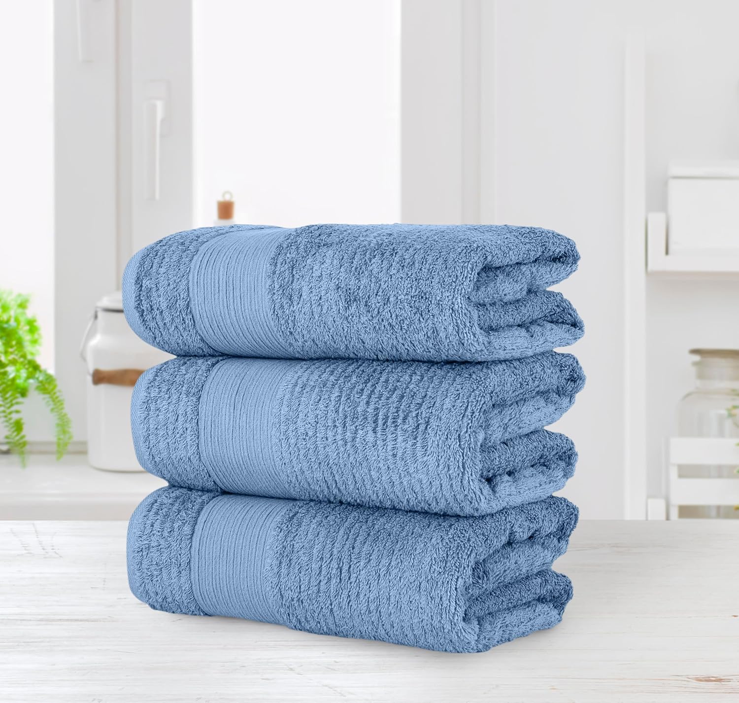 Chic Home Lujosas toallas de baño de 3 piezas de 100% algodón turco puro, 30 x 60 pulgadas, ultra suaves, altamente absorbentes, diseño de tejido
