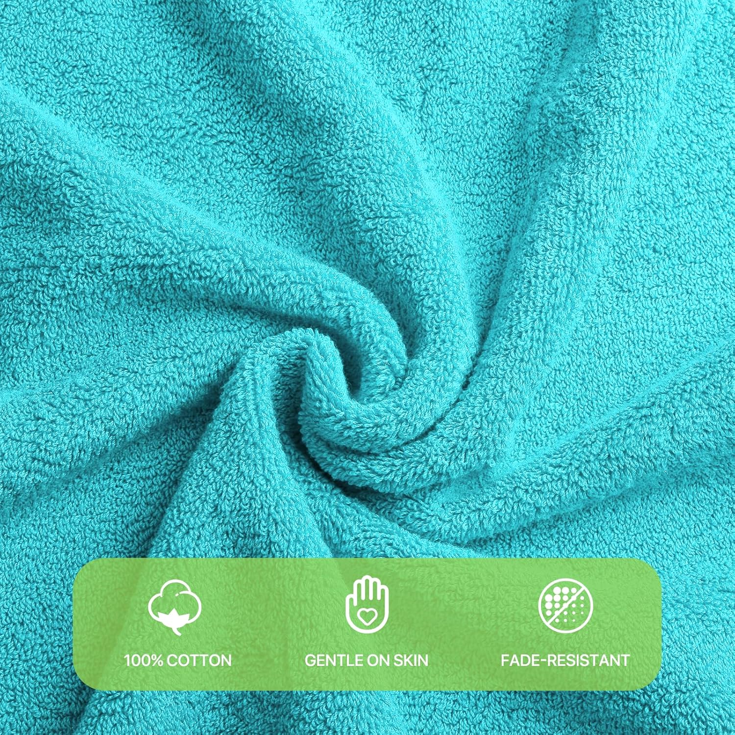 Magshion Juego de 6 toallas de mano de algodón suave para baño, color turquesa