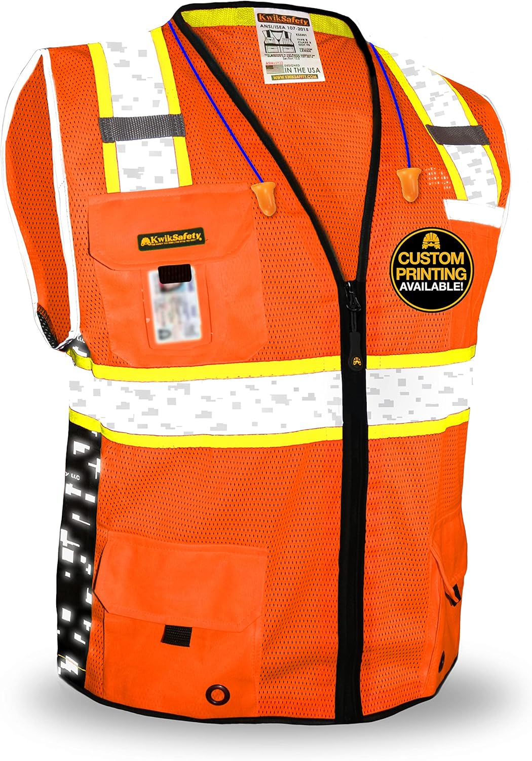 KwikSafety – Charlotte, NC – Chaleco de seguridad digital BIG KAHUNA edición limitada Clase 2 ANSI OSHA reflectante Hi Vis, equipo de trabajo