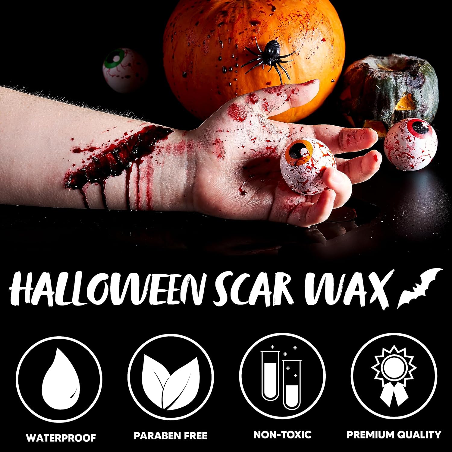 Spooktacular Creations Kit de cera de Halloween de 2.5 onzas para adultos y niños, modelado falso, cera de piel con espátula para efectos