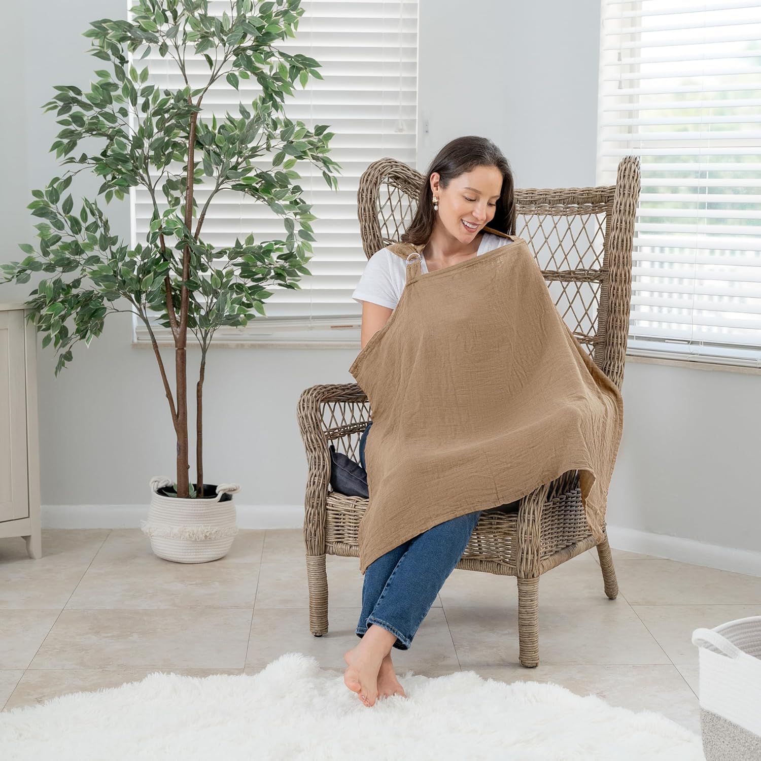 Comfy Cubs – Funda de lactancia de muselina para lactancia materna, suave y transpirable, de algodón para mamá con aro rígido para delantal de