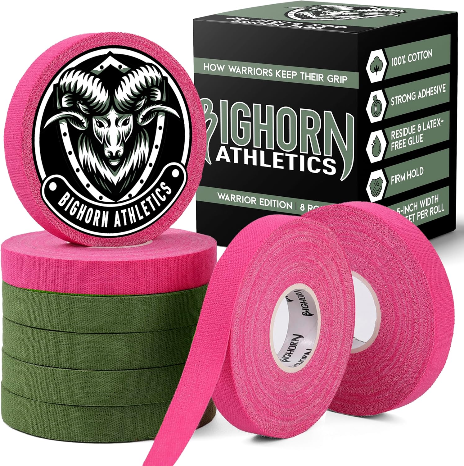 Bighorn Athletics Cinta para dedos de Jiu Jitsu, cinta deportiva deportiva para lesiones y apoyo BJJ, Judo, lucha, escalada en roca, voleibol, manos