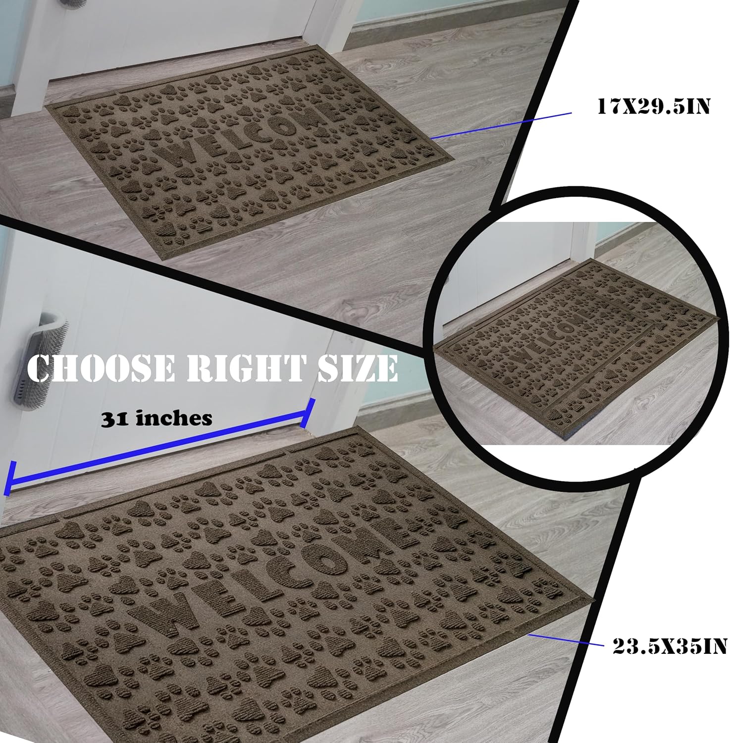 Tapete de bienvenida para la entrada del hogar, duradero, antideslizante, de pelo bajo, se ensucia, absorbe la humedad, tapete de goma resistente
