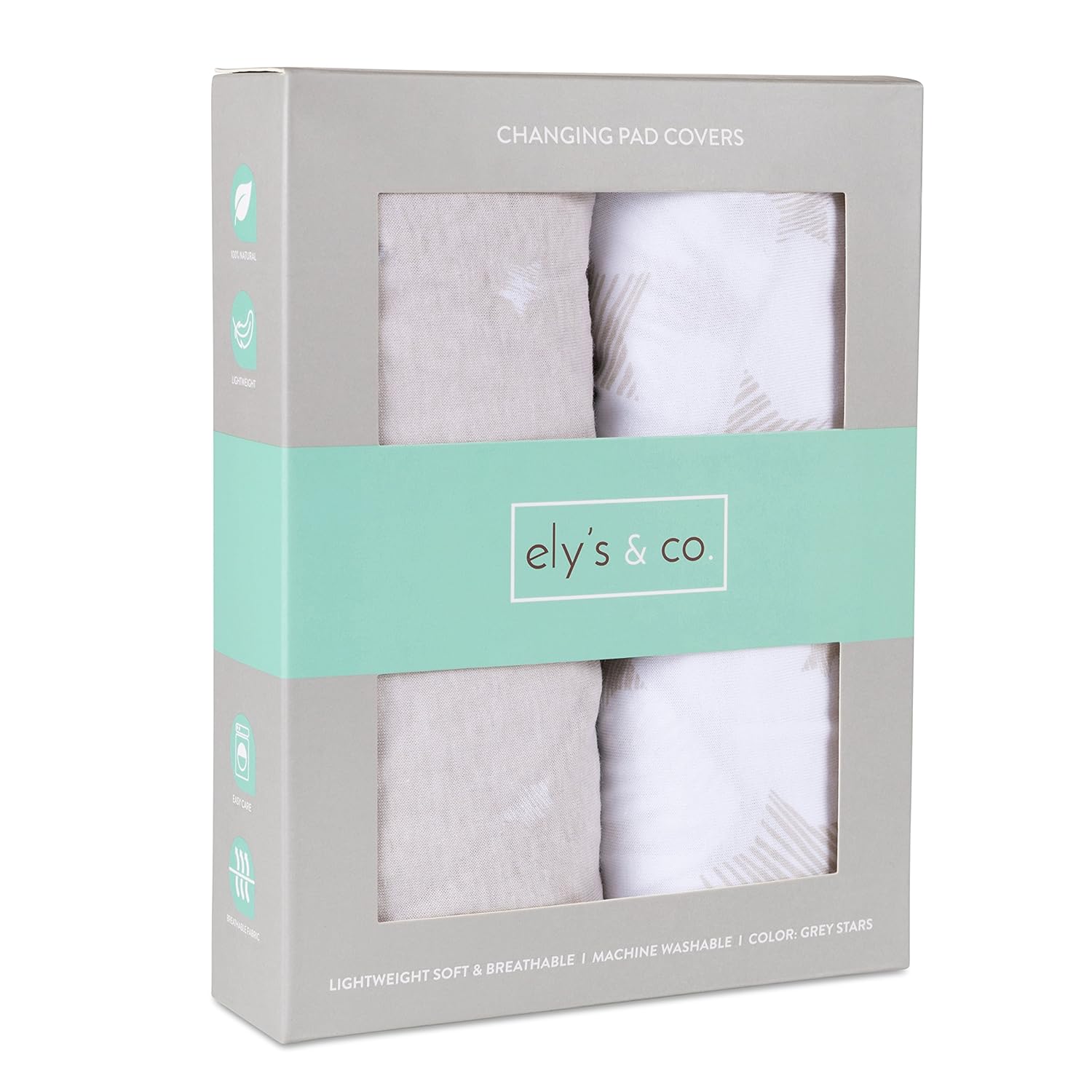 Ely’s & Co. Ely’s & Co. – Juego de sábanas para cambiador, 2 unidades, 100% algodón jersey para bebé niña y bebé, diseño de estrella dibujada en