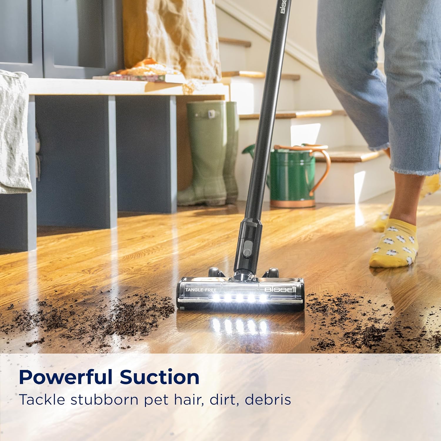 BISSELL CleanView XR – Aspiradora inalámbrica ligera de 200 W con batería extraíble, tiempo de funcionamiento de 35 minutos, rollo de cepillo sin