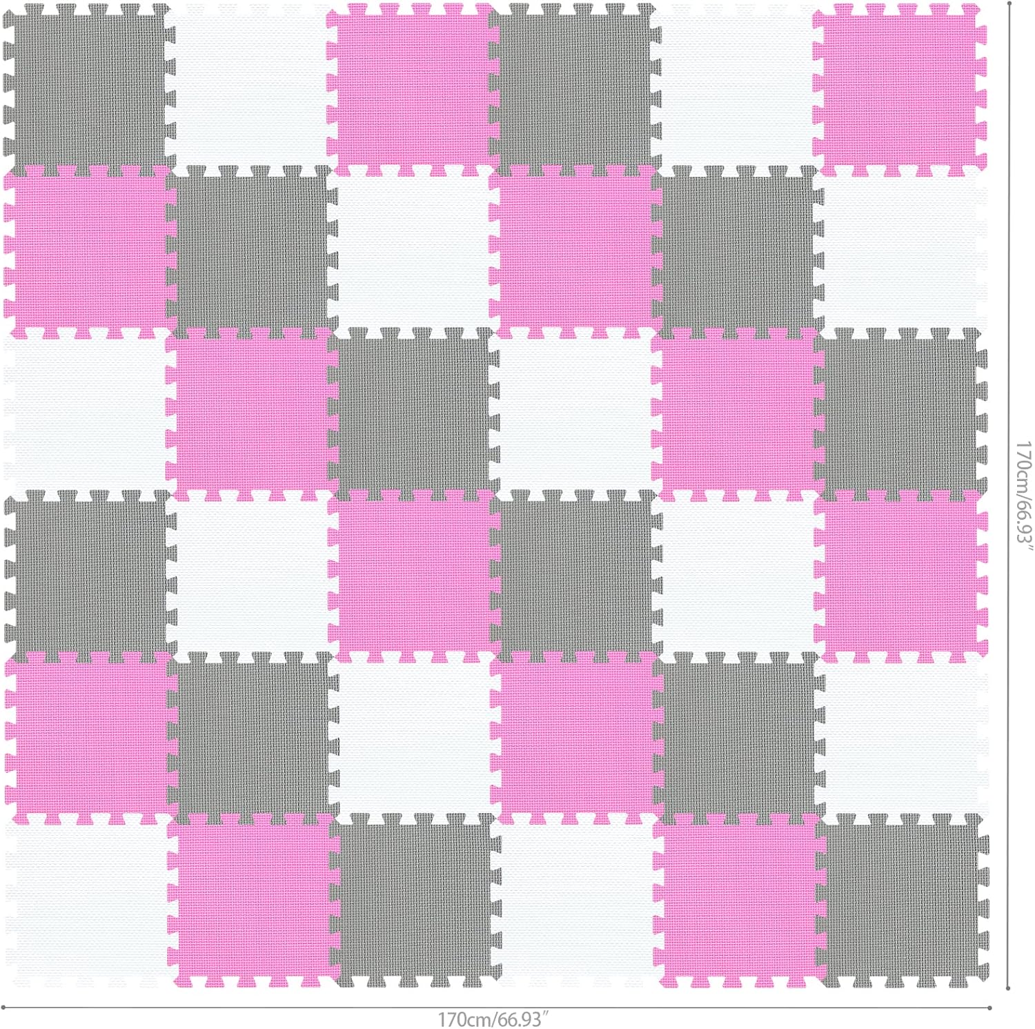 qqpp Alfombrillas de goma EVA con 36 azulejos entrelazados de espuma para rompecabezas – Alfombra de juego para bebé para jugar  Alfombrilla de