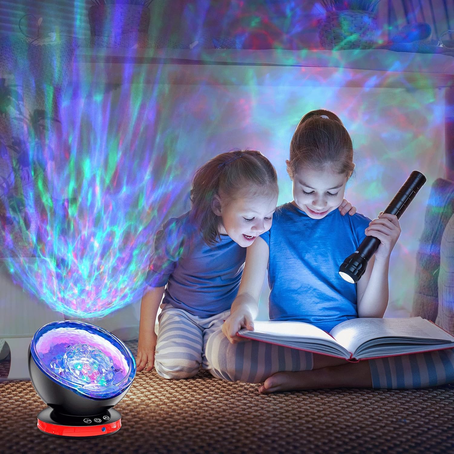 Proyector de ondas oceánicas, proyector de ondas de luz nocturna para habitación de niños, control remoto y temporizador, lámpara de luz LED de 8