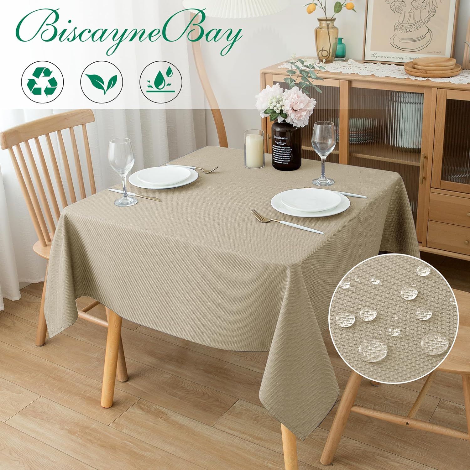 Biscaynebay – Manteles de tela, resistentes al agua, a prueba de derrames, para comedor, cocina, boda y fiestas