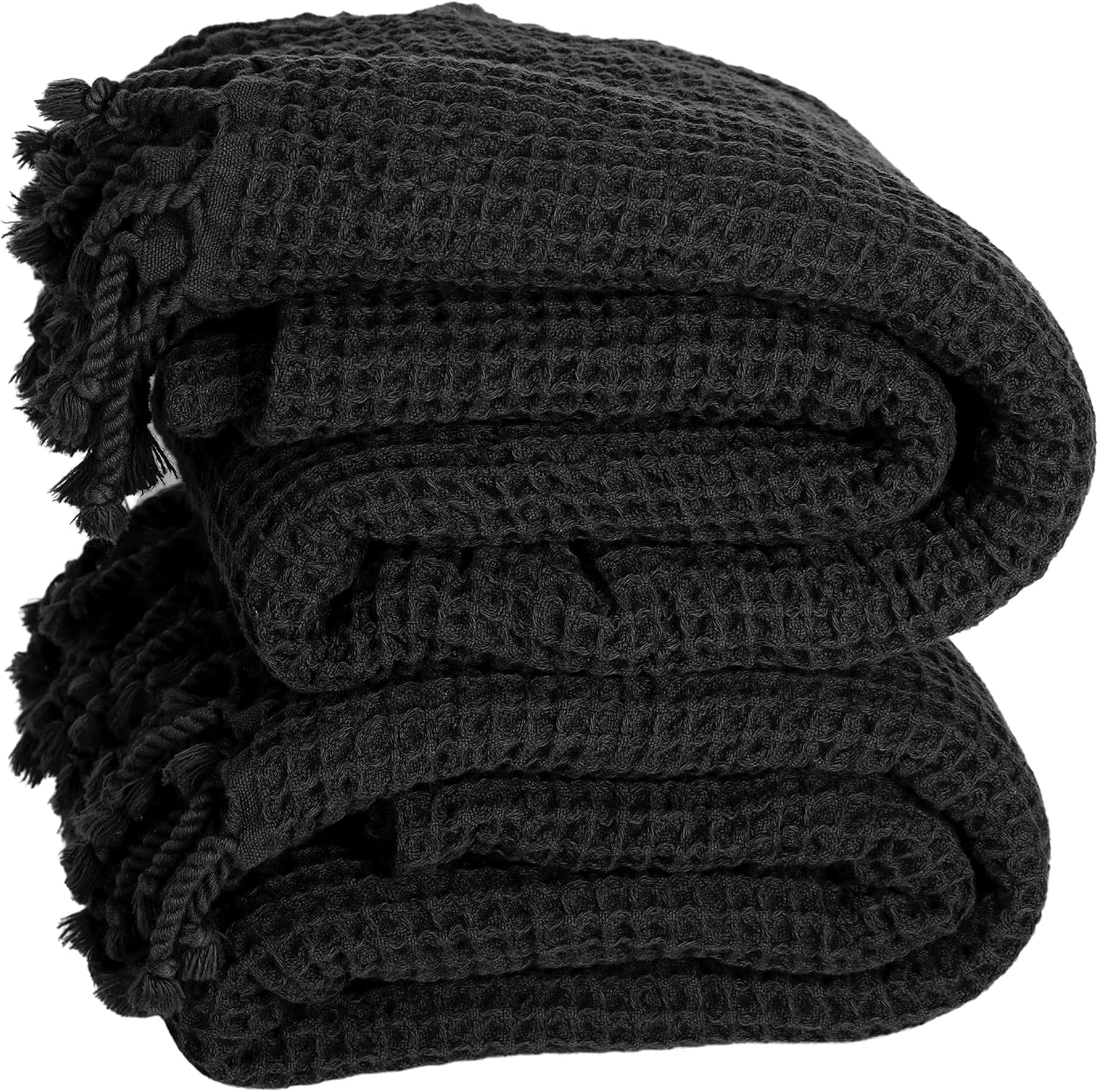 PÜSKÜL – Toallas de baño y playa finas de calidad suave, 67 x 33 pulgadas, paquete de 2 unidades (negro)