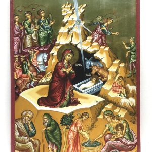 Wooden Greek Orthodox Christian Icon The Nativity of Jesus ChristChristmas (5.5″ x 7.5″) Wooden Greek Orthodox Christian Icon The Nativity of Jesus ChristChristmas (5.5″ x 7.5″)