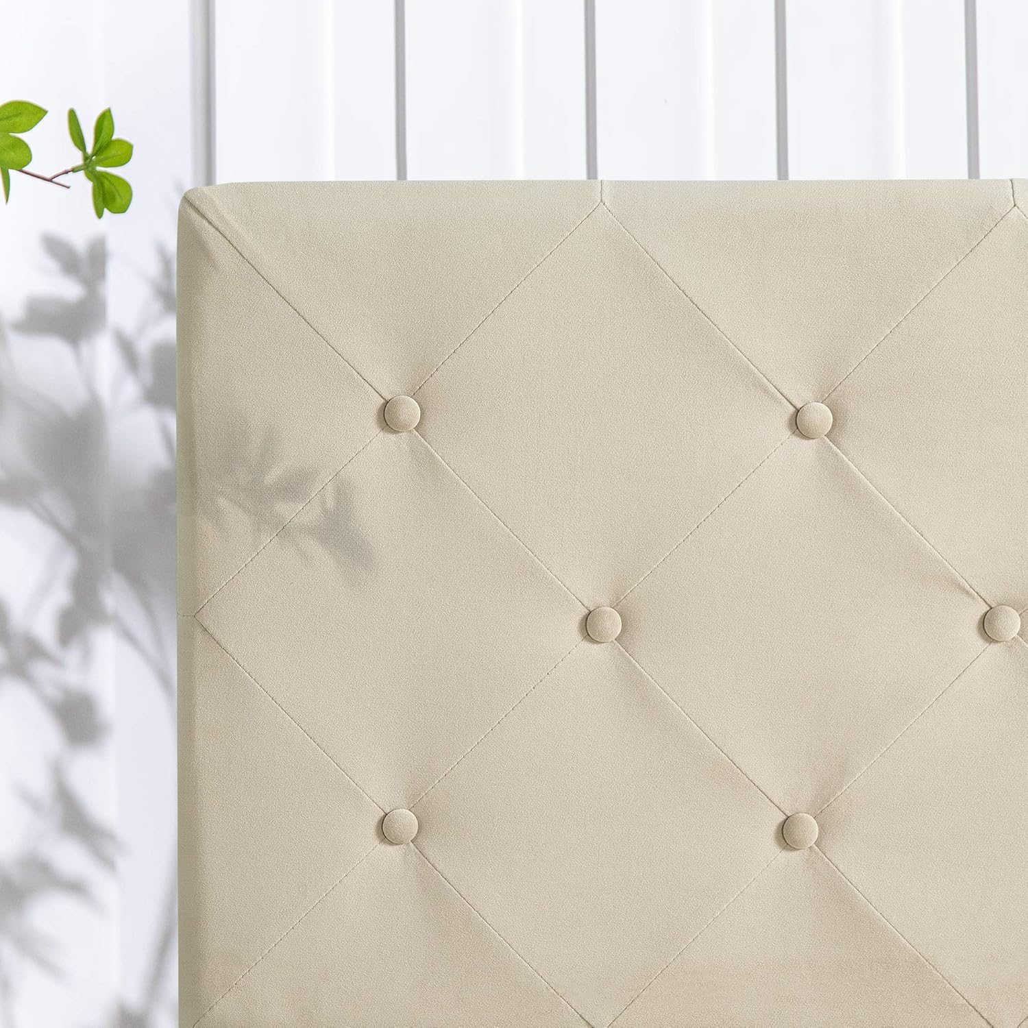 ZINUS Shalini – Base de cama tapizada con plataforma, base de colchón, soporte de listones de madera, no necesita somier, fácil montaje, color