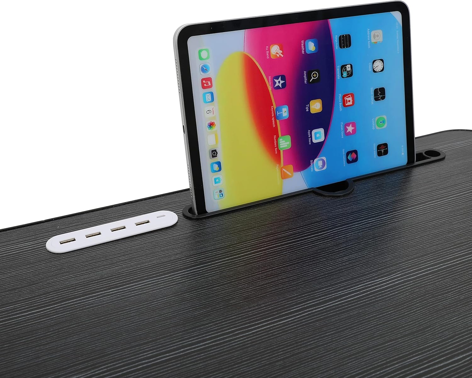 Eternal Wings Escritorio de cama para laptop, mesa plegable portátil con puerto de carga USB, soporte para tazas, cajón de almacenamiento, para