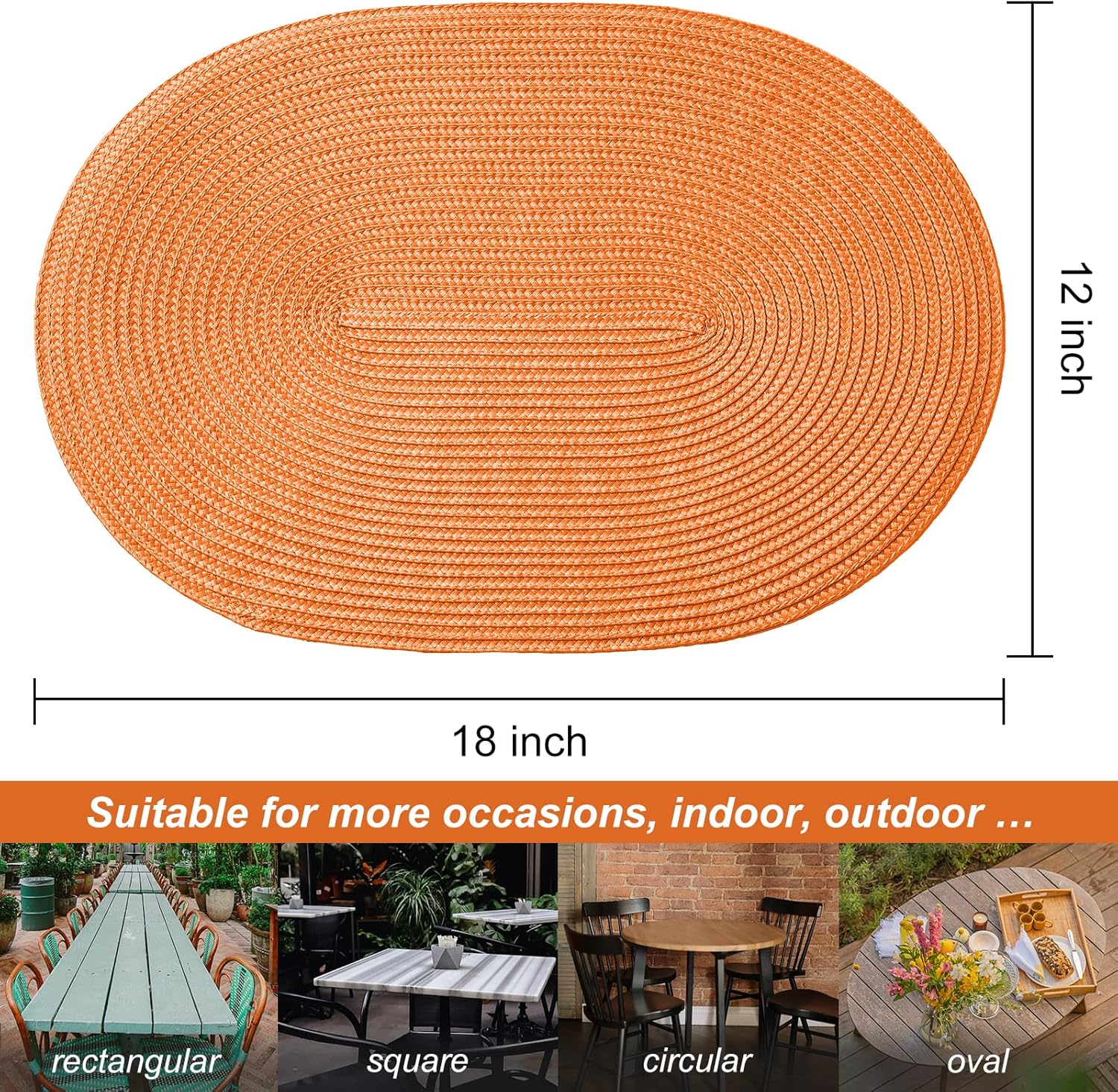 AHHFSMEI Juego de 6 manteles individuales para mesa de comedor, lavables, tejidos, de vinilo, antideslizantes, resistentes al calor, duraderos, para