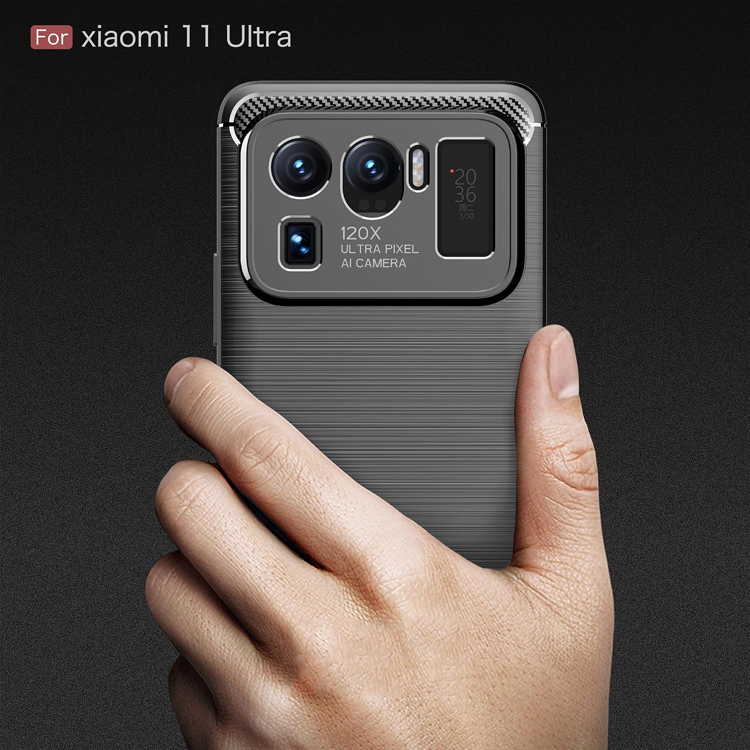 Funda compatible con Xiaomi Mi 11 Ultra, cubierta de diseño de textura de fibra de carbono, funda de absorción de impactos diseñada para Xiaomi Mi