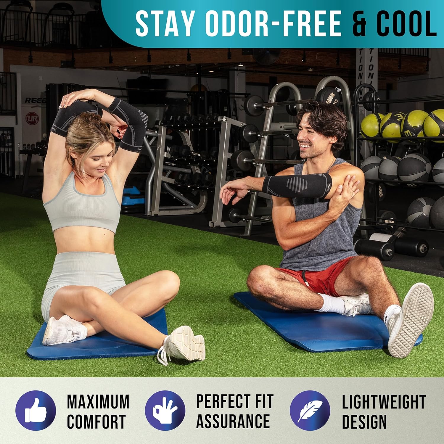PhysFlex Coderas para aliviar el dolor de codo de tenis y golfista, manga de compresión de codo para levantamiento de pesas, entrenamiento, fitness,