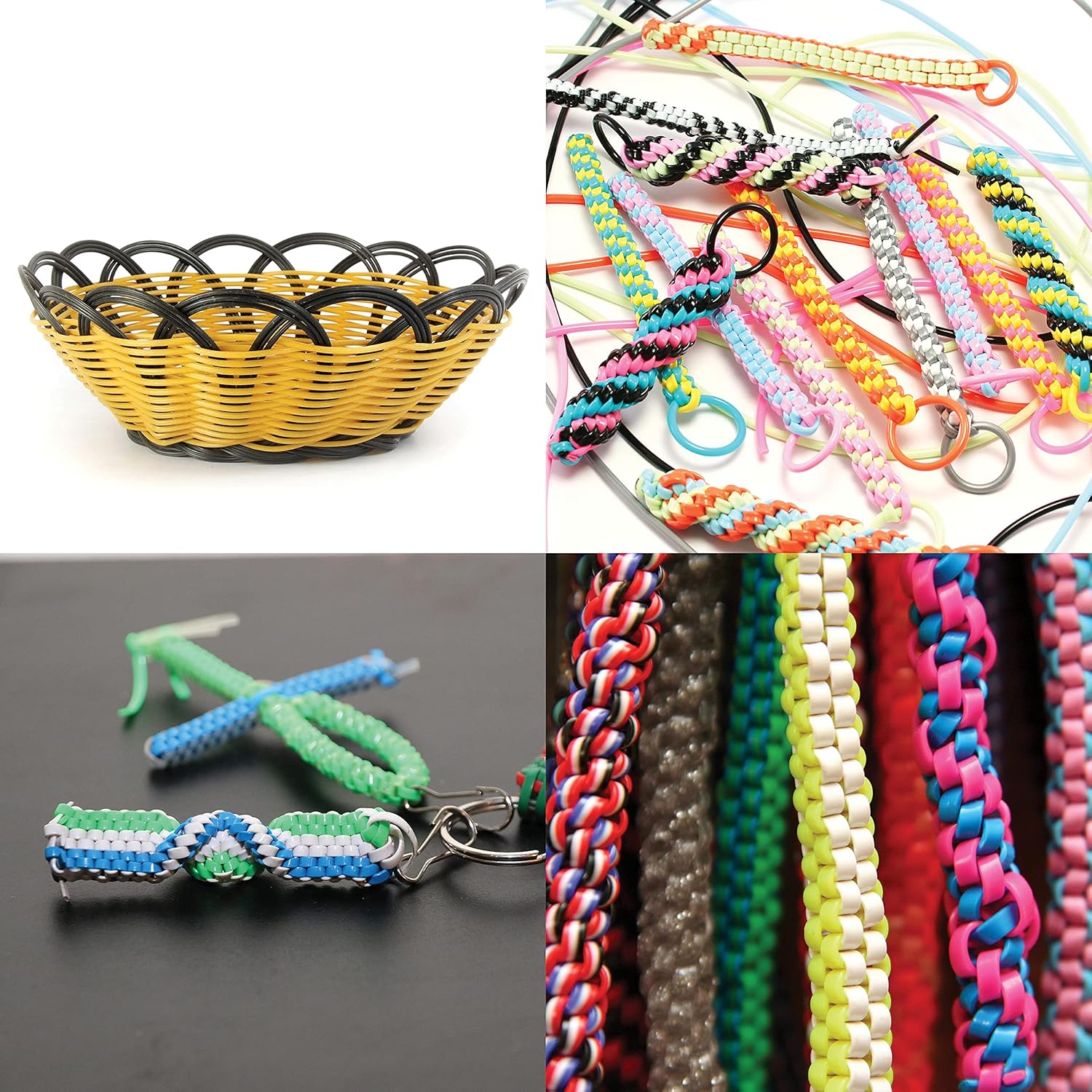 Rexlace – Cordones planos de plástico, sin látex, no tóxicos, mezcla de colores brillantes, mezcla de 6 colores surtidos, 332 pies de ancho x 132