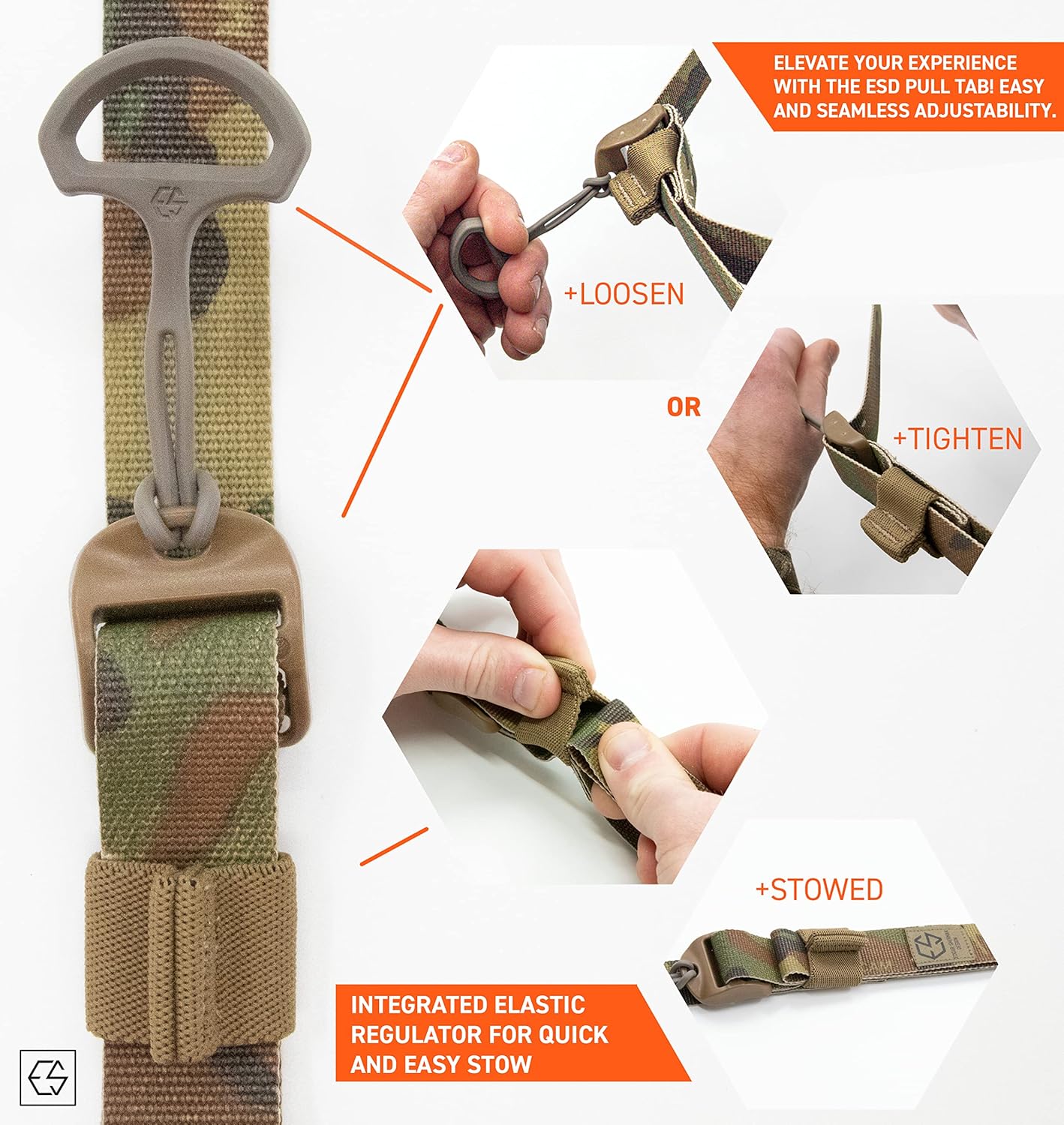 Edgar Sherman Design ESD Sling Tactical Rifle Sling  Two-Point  Mil-Spec  Quick Adjust  Lightweight  Integrated Elastic Retention  Trusted by