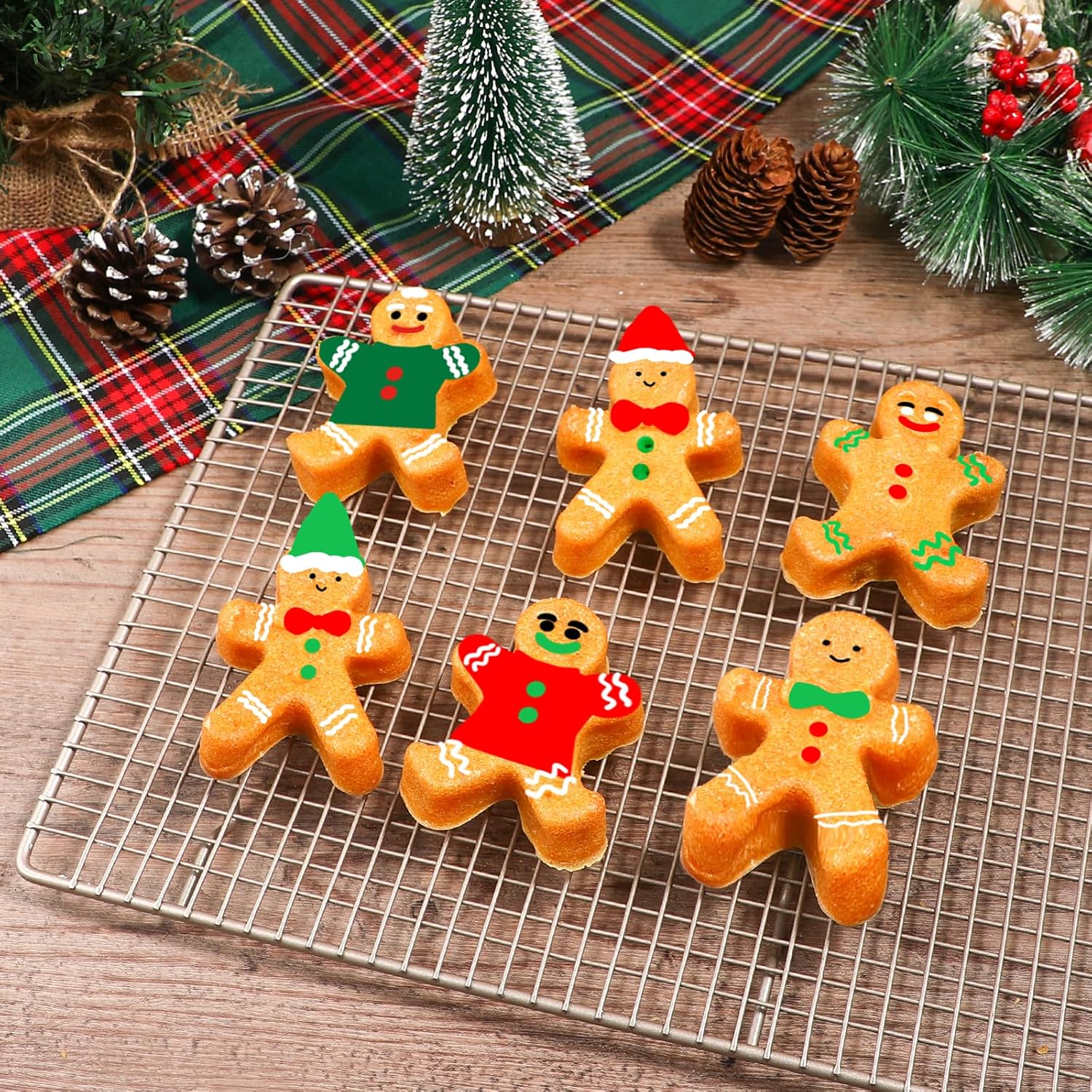 Webake Molde de silicona para hombre de jengibre, 6 cavidades con forma de hombre de jengibre para pasteles, jabón, gelatina, galletas (paquete de 2)