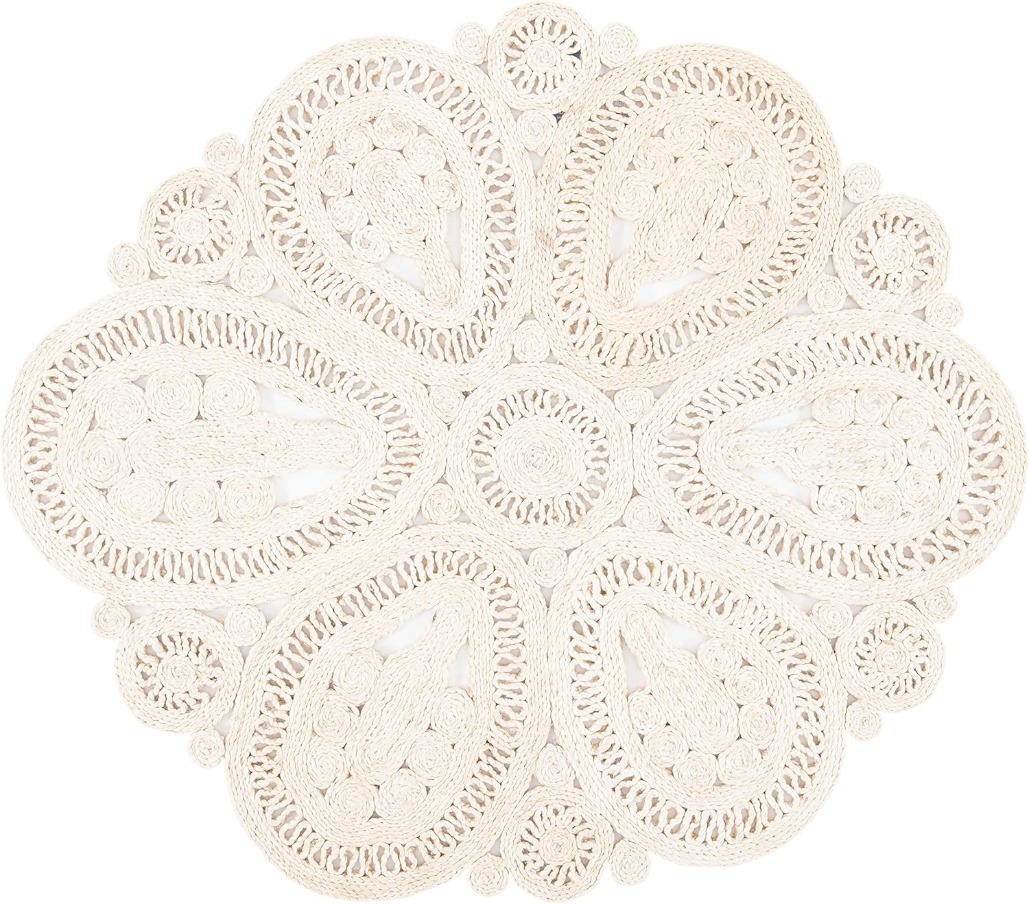 SAFAVIEH Natural Fiber Collection – Alfombra redonda de 3 pies, marfil, hecha a mano, estilo bohemio con encanto de yute, ideal para zonas de alto