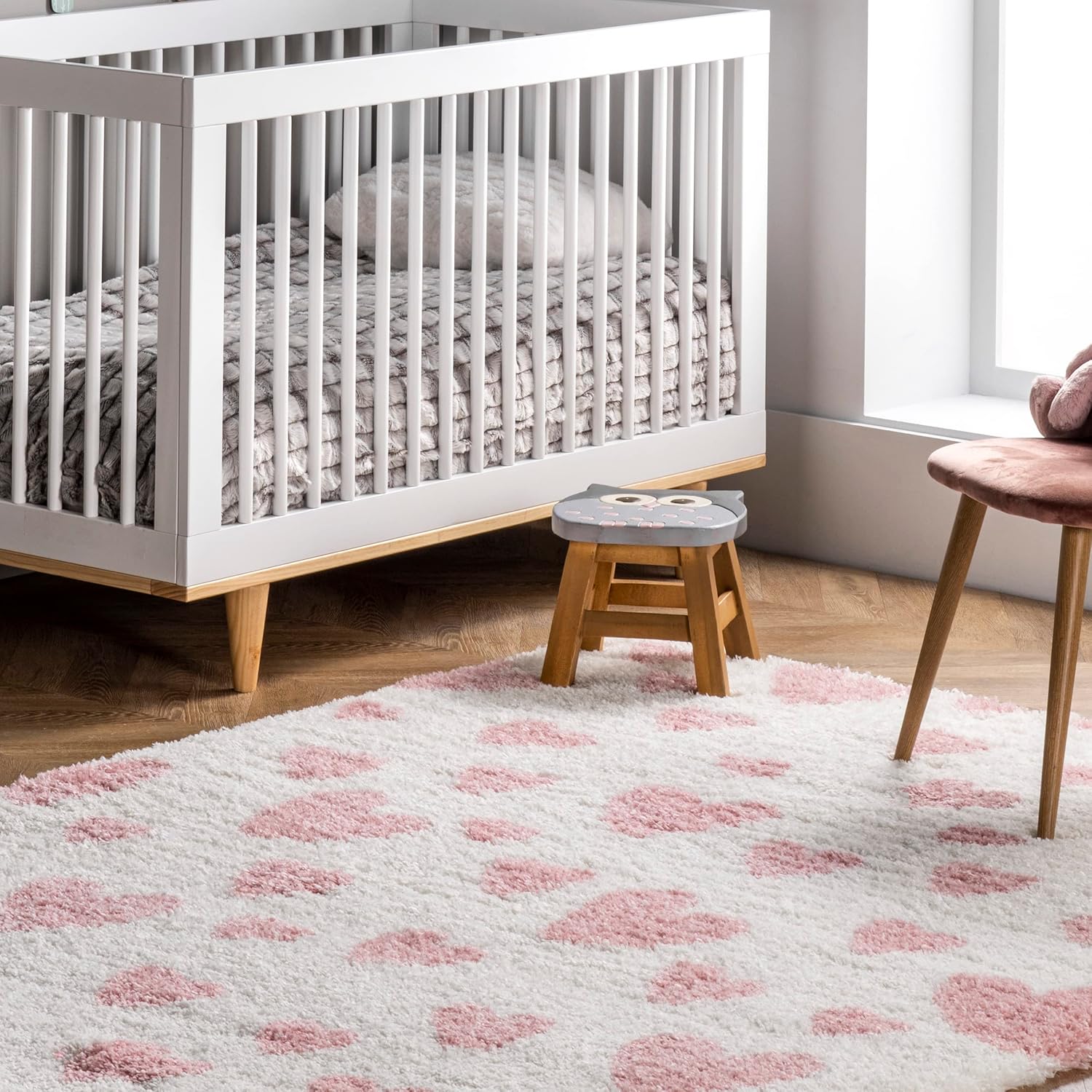 nuLOOM Alison – Alfombra de área con diseño de corazón, 9 x 12 pulgadas, color rosa