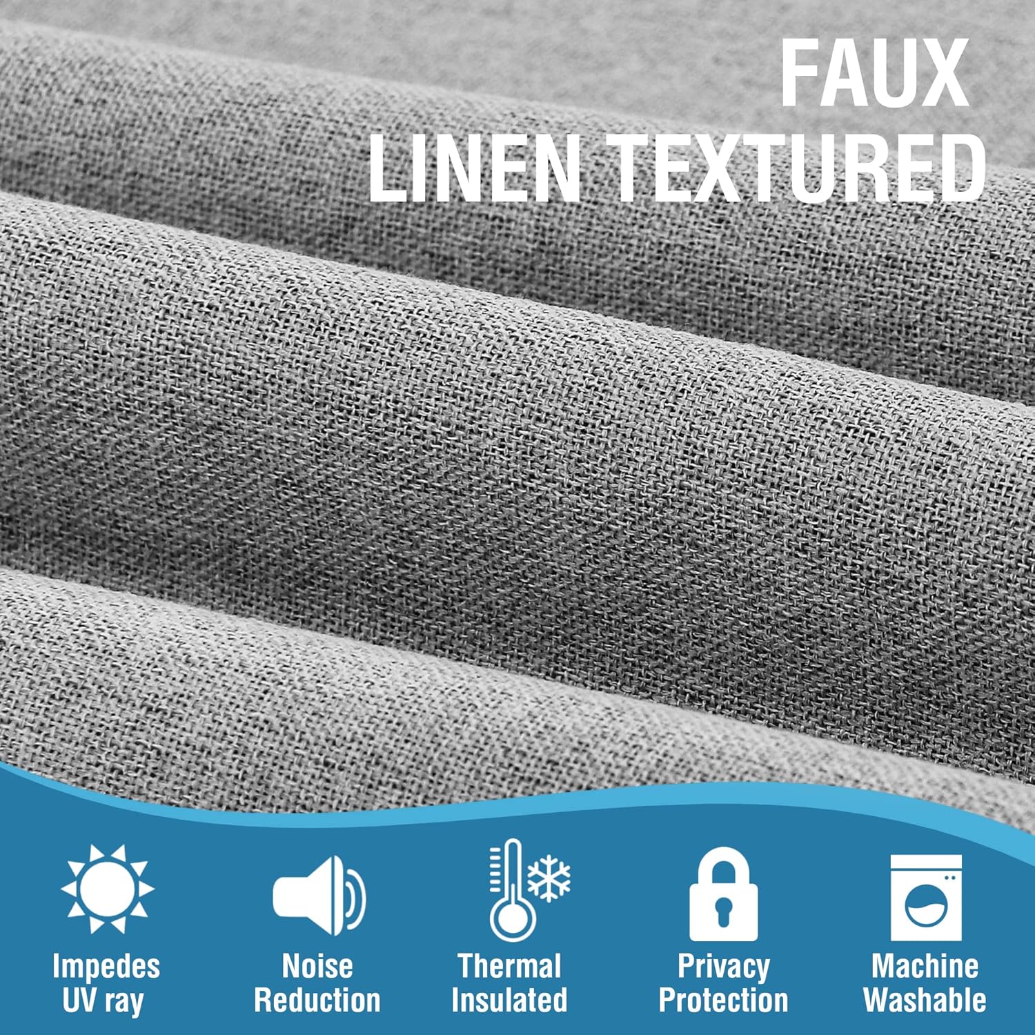 H.VERSAILTEX Cortinas térmicas 100% opacas con aspecto de lino, cortinas térmicas para sala de estar, cortinas de arpillera texturizadas con doble