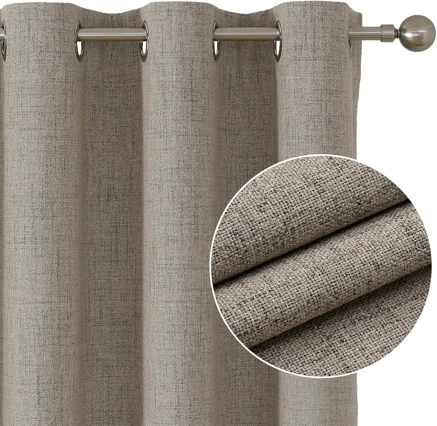 Joydeco Cortinas opacas de lino de 120 pulgadas de largo, 2 paneles burg, cortinas largas de lino 100% opacas para dormitorio, oscurecimiento de la