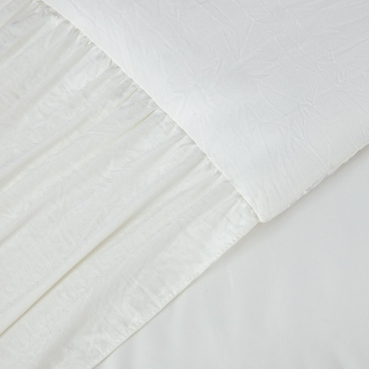 Chezmoi Collection Sinclair – Juego de colcha de 3 piezas con falda con volantes, estilo campestre francés chic, matrimonial, marfil