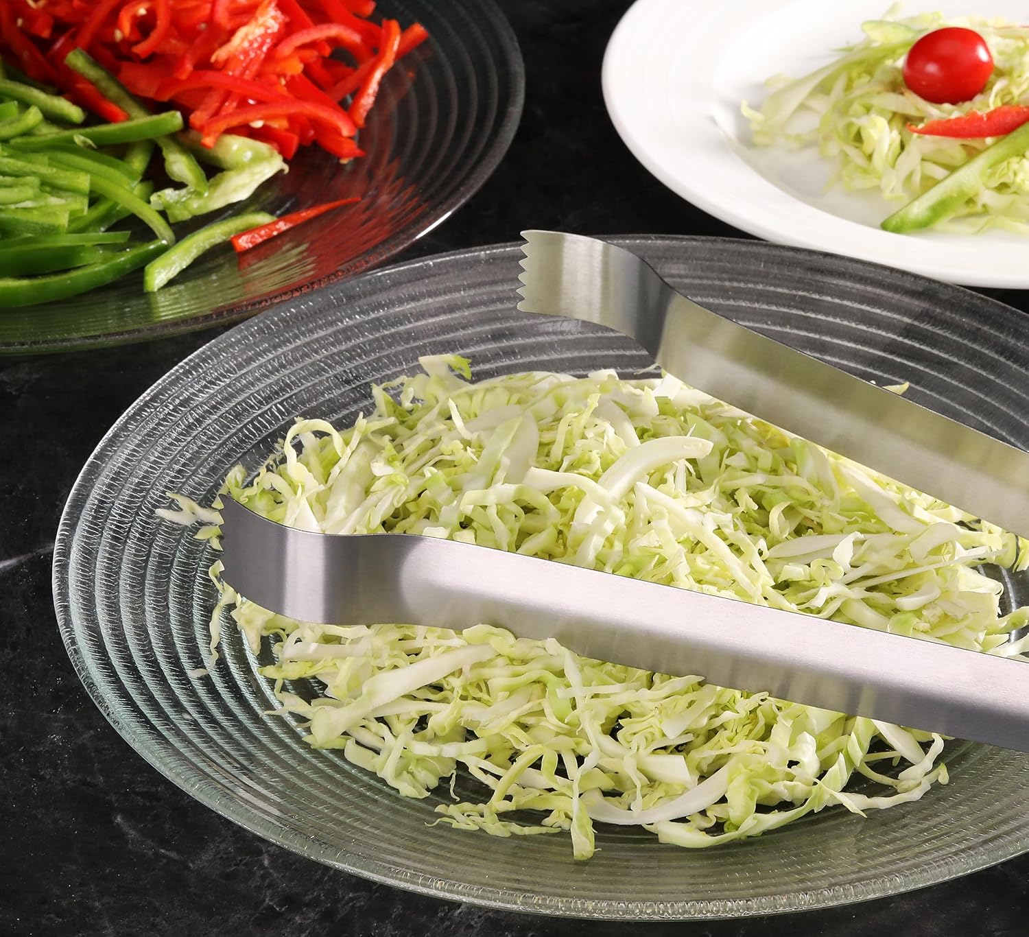 New Star Foodservice 42283 Pinzas para pompones, acero inoxidable, 12 pulgadas, juego de 6, color plateado