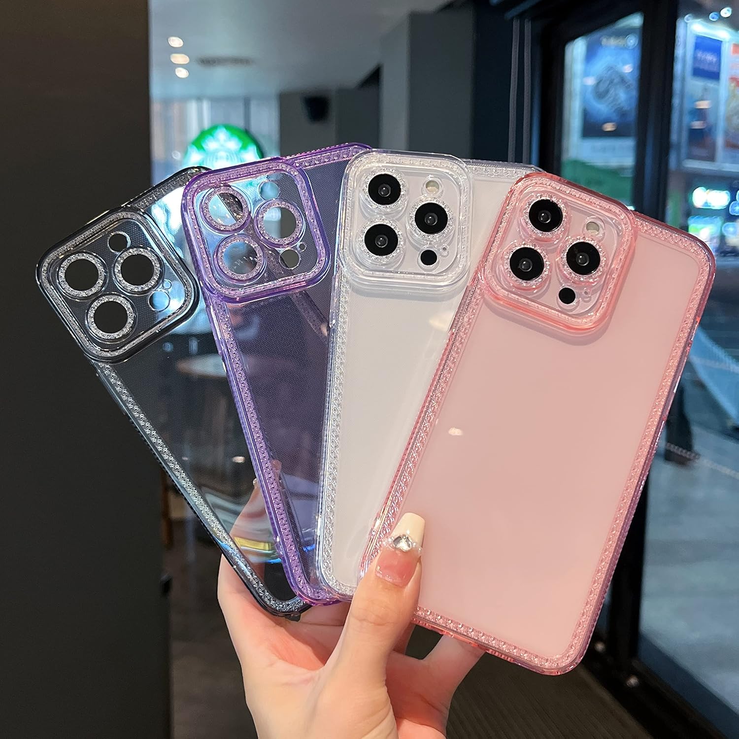 ZTOFERA Diseñada para iPhone 14 Pro Max de 6.7 pulgadas, bonita funda transparente brillante para mujeres y niñas, funda protectora de silicona TPU